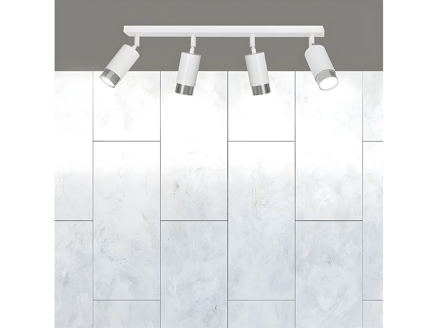 Regleta de techo Mura con 4 focos orientables en blanco y cromo 4xGU10
