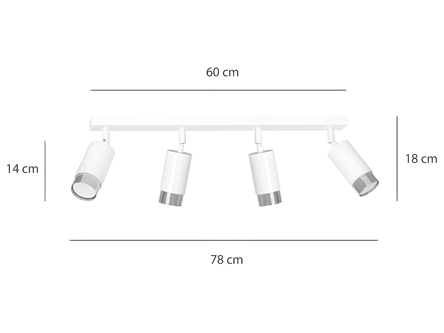 Regleta de techo Mura con 4 focos orientables en blanco y cromo 4xGU10