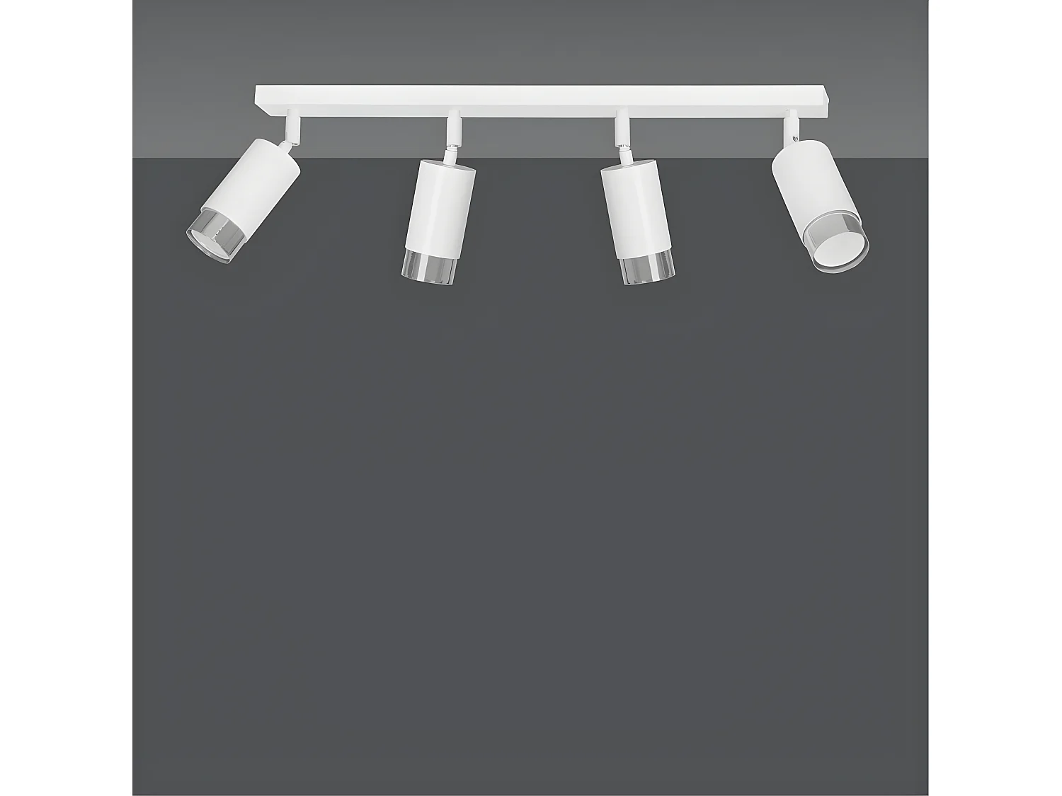 Plafonnier linéaire Mura avec 4 spots orientables en blanc et chrome 4xGU10