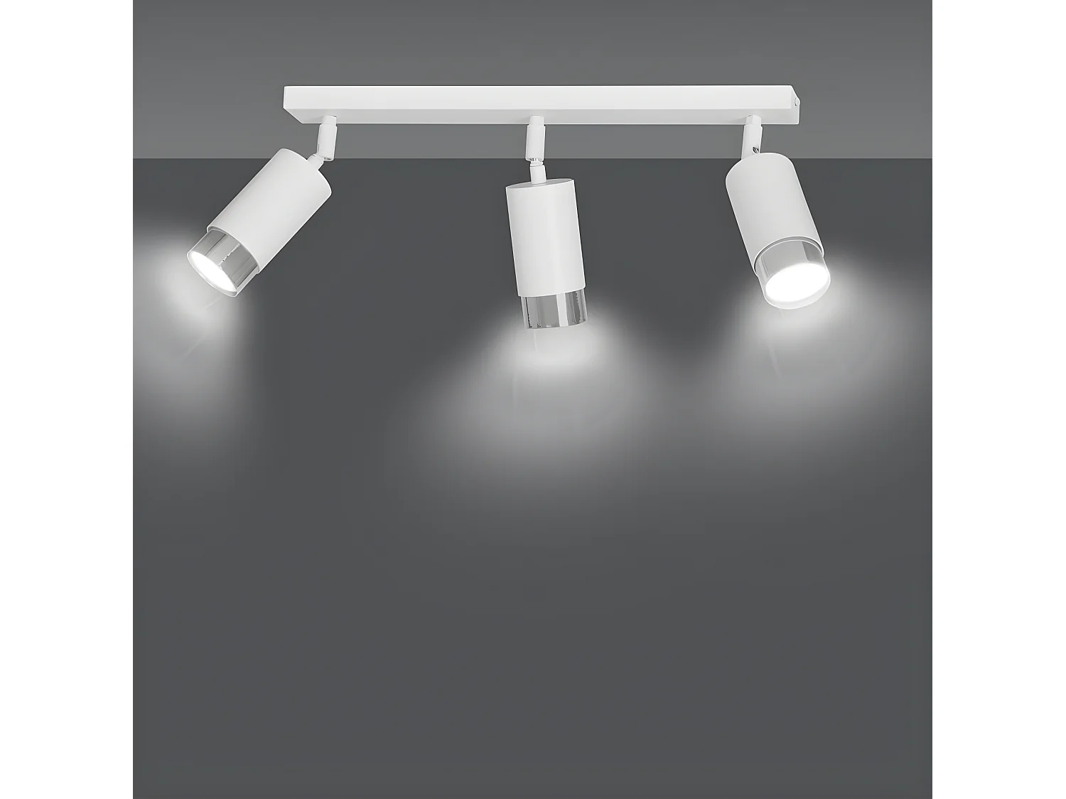 Deckenleiste Mura mit 3 verstellbaren Strahlern in Weiß und Chrom 3xGU10