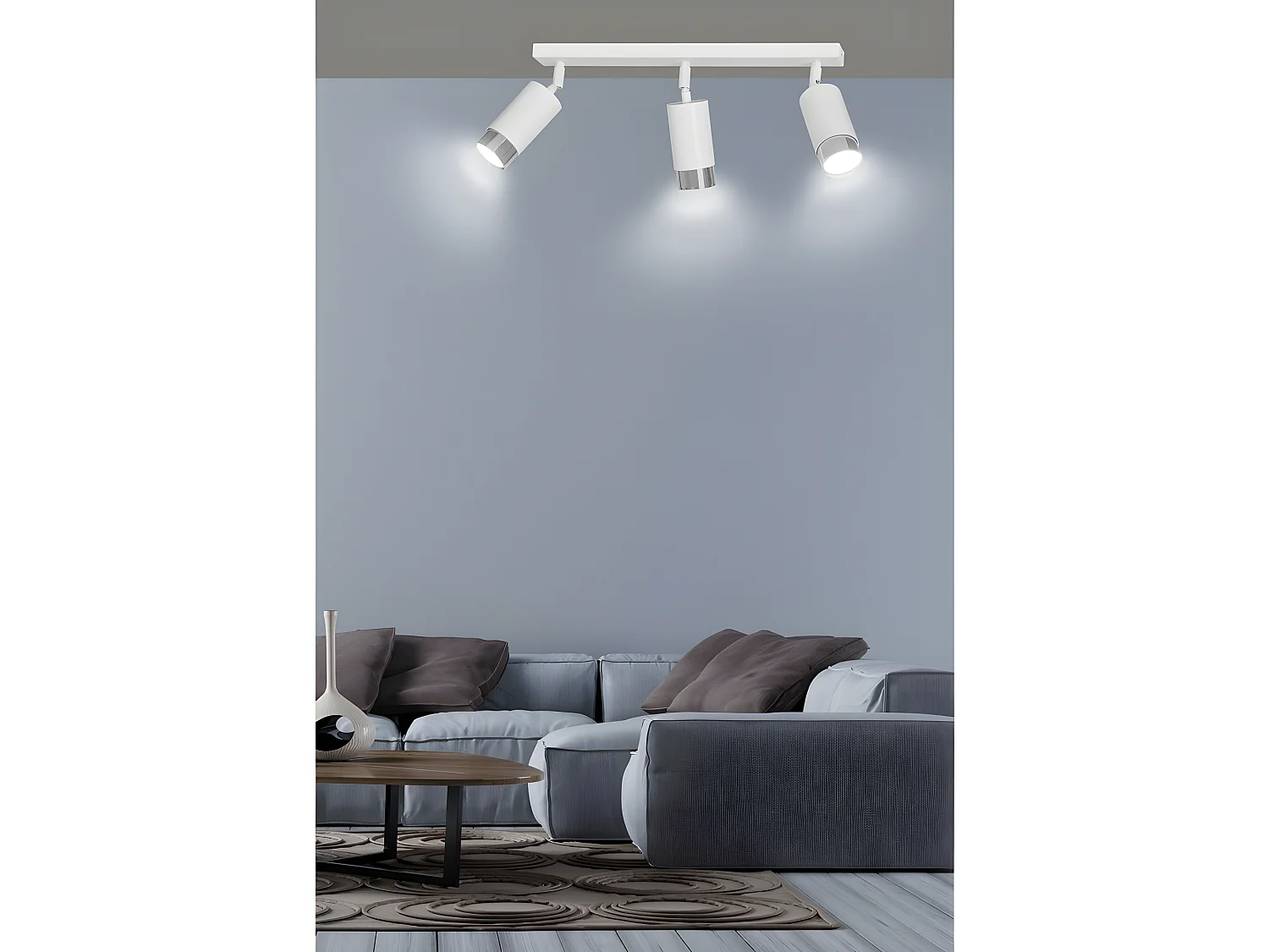 Mura Nordic plafondstrip met 3 verstelbare spots in wit en chroom 3xGU10