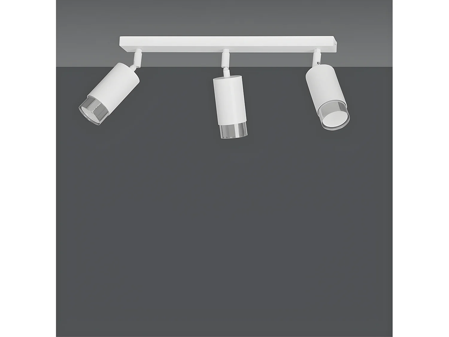 Mura Nordic plafondstrip met 3 verstelbare spots in wit en chroom 3xGU10