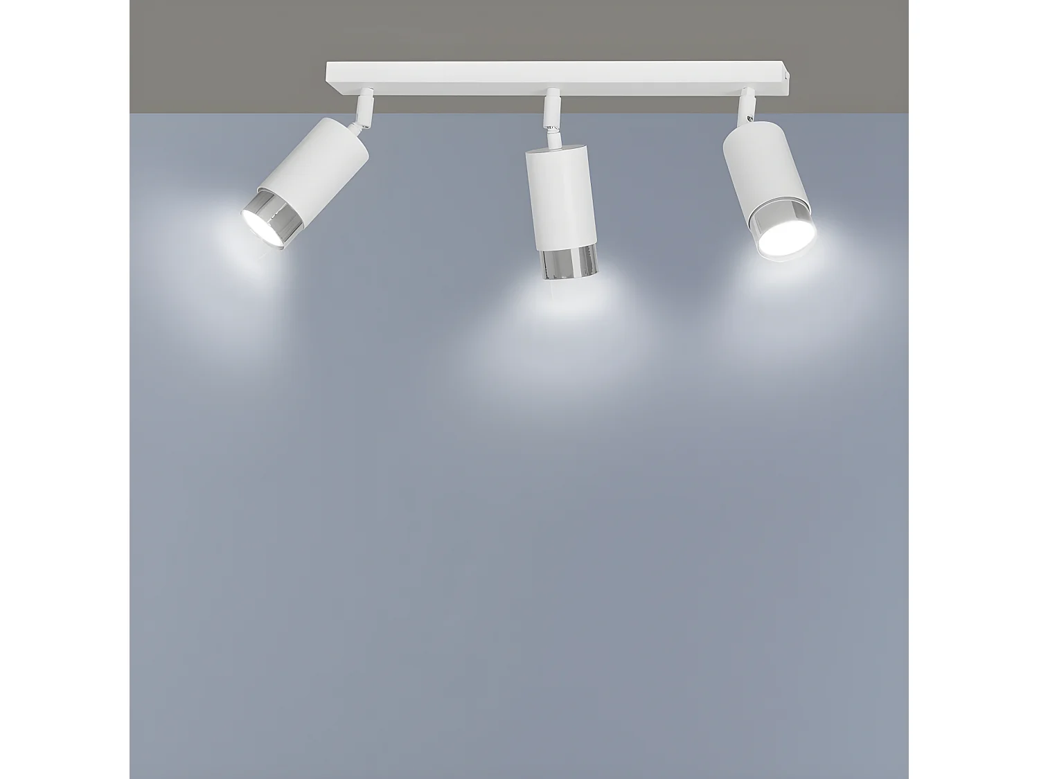 Mura Nordic plafondstrip met 3 verstelbare spots in wit en chroom 3xGU10