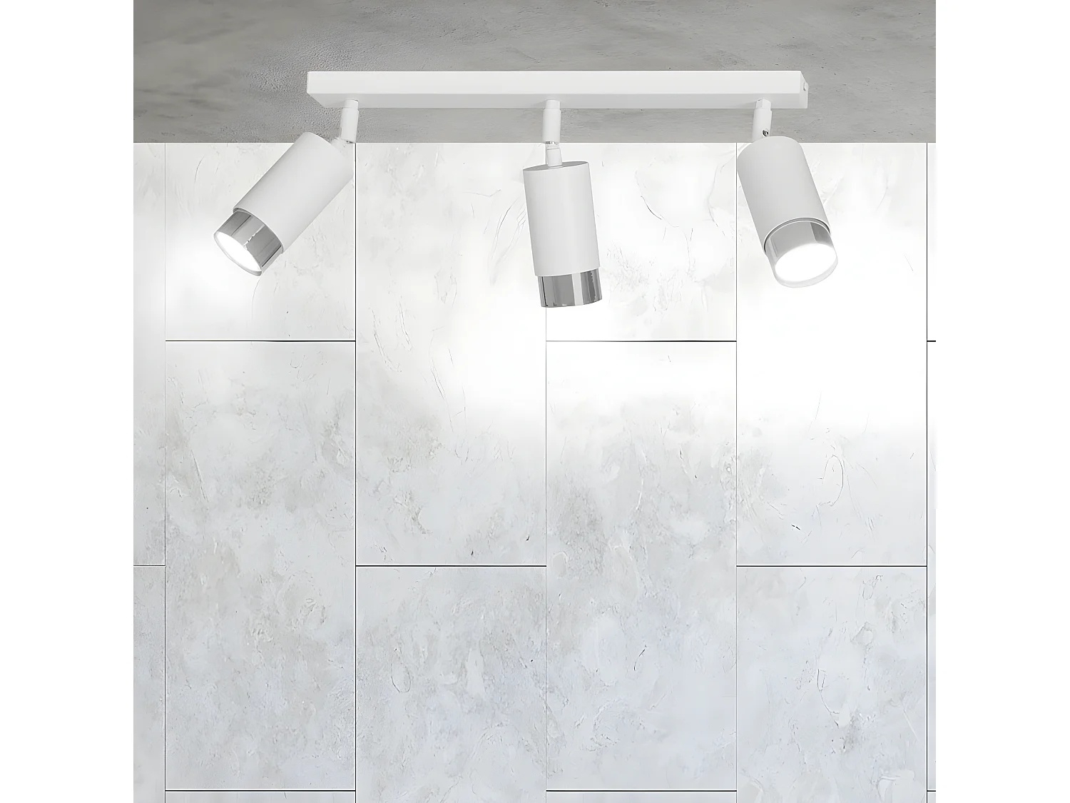 Mura Nordic plafondstrip met 3 verstelbare spots in wit en chroom 3xGU10