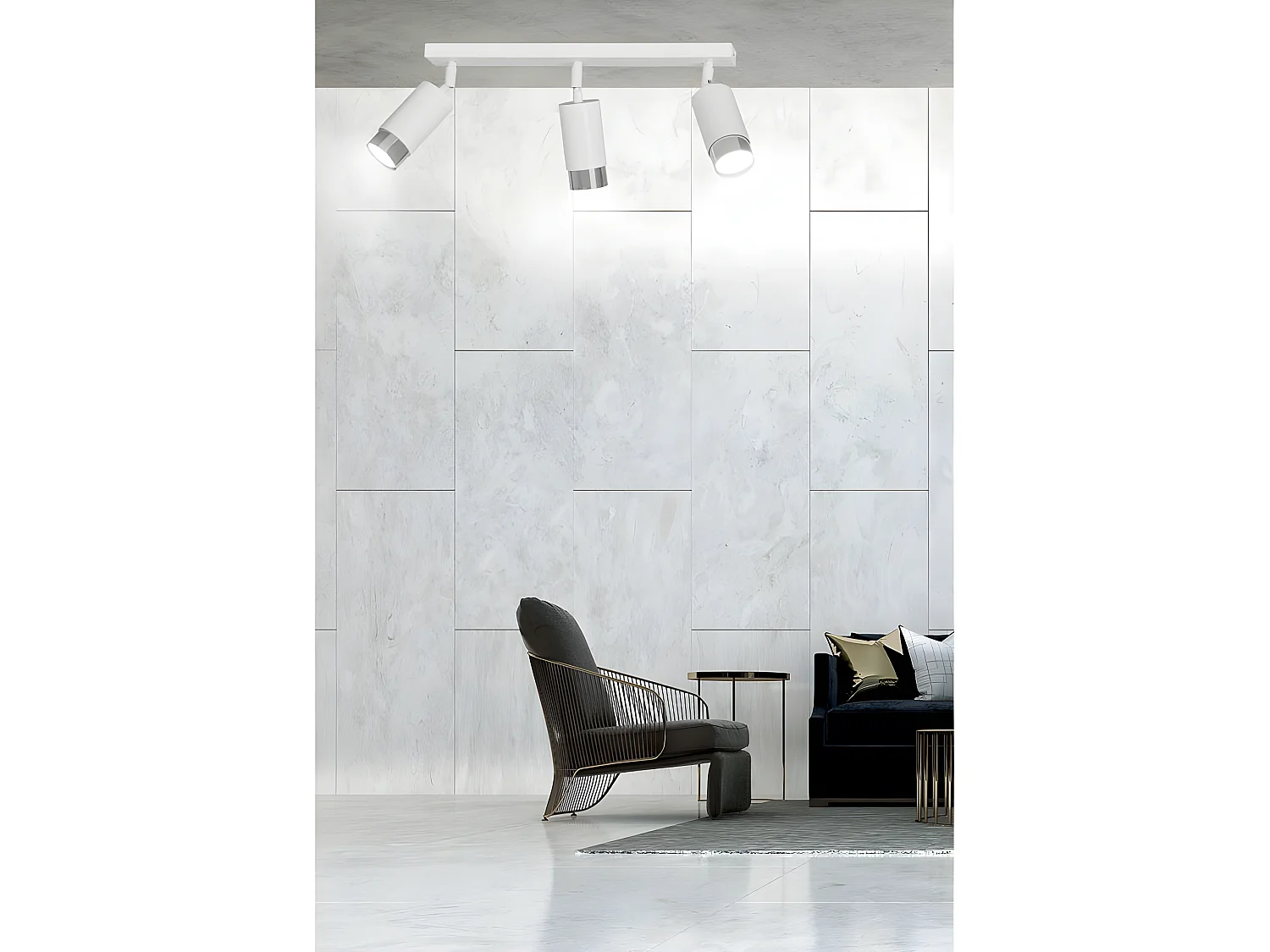 Mura Nordic plafondstrip met 3 verstelbare spots in wit en chroom 3xGU10