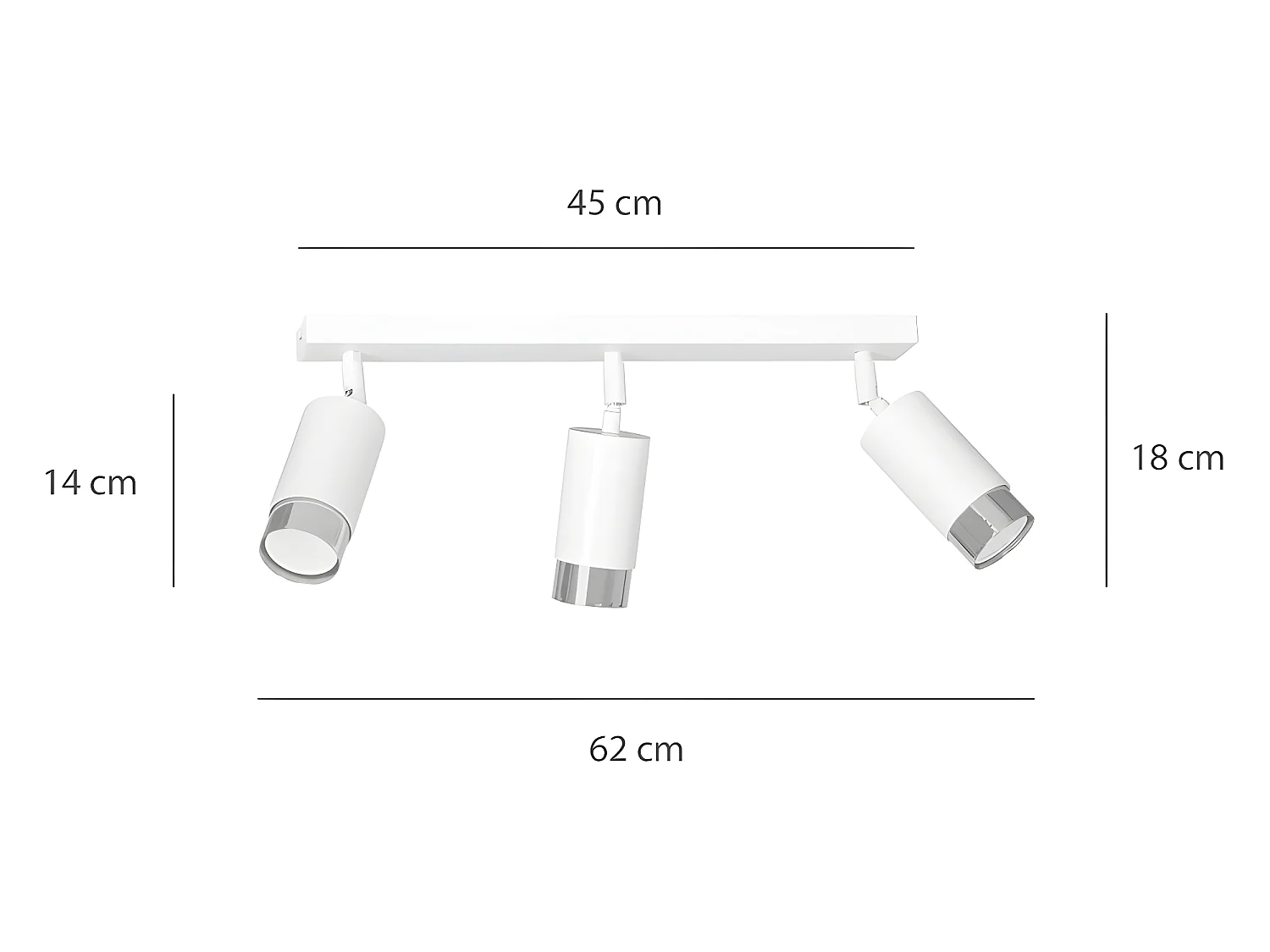 Mura Nordic plafondstrip met 3 verstelbare spots in wit en chroom 3xGU10