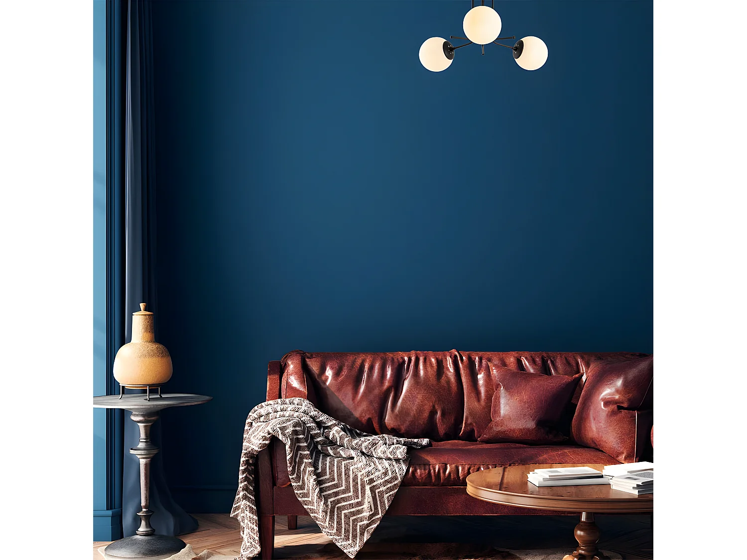 Zwarte Plafondlamp Marga met 3 witte glazen bollen 3xE27 ø48cm