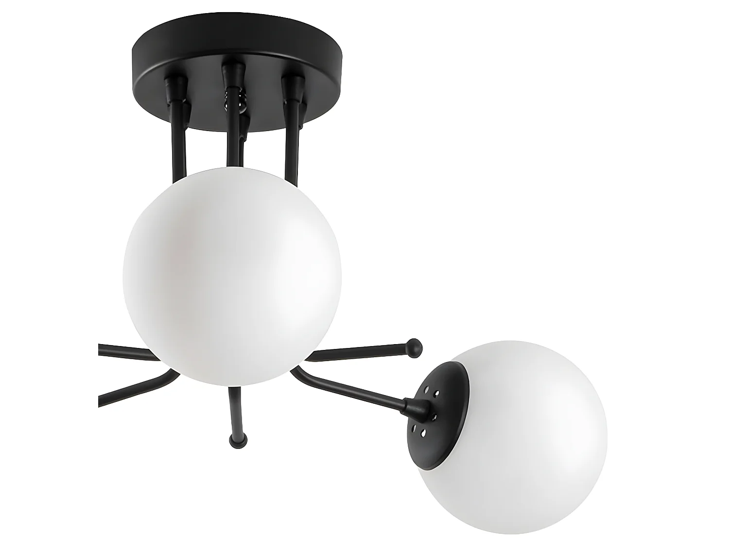 Zwarte Plafondlamp Marga met 3 witte glazen bollen 3xE27 ø48cm