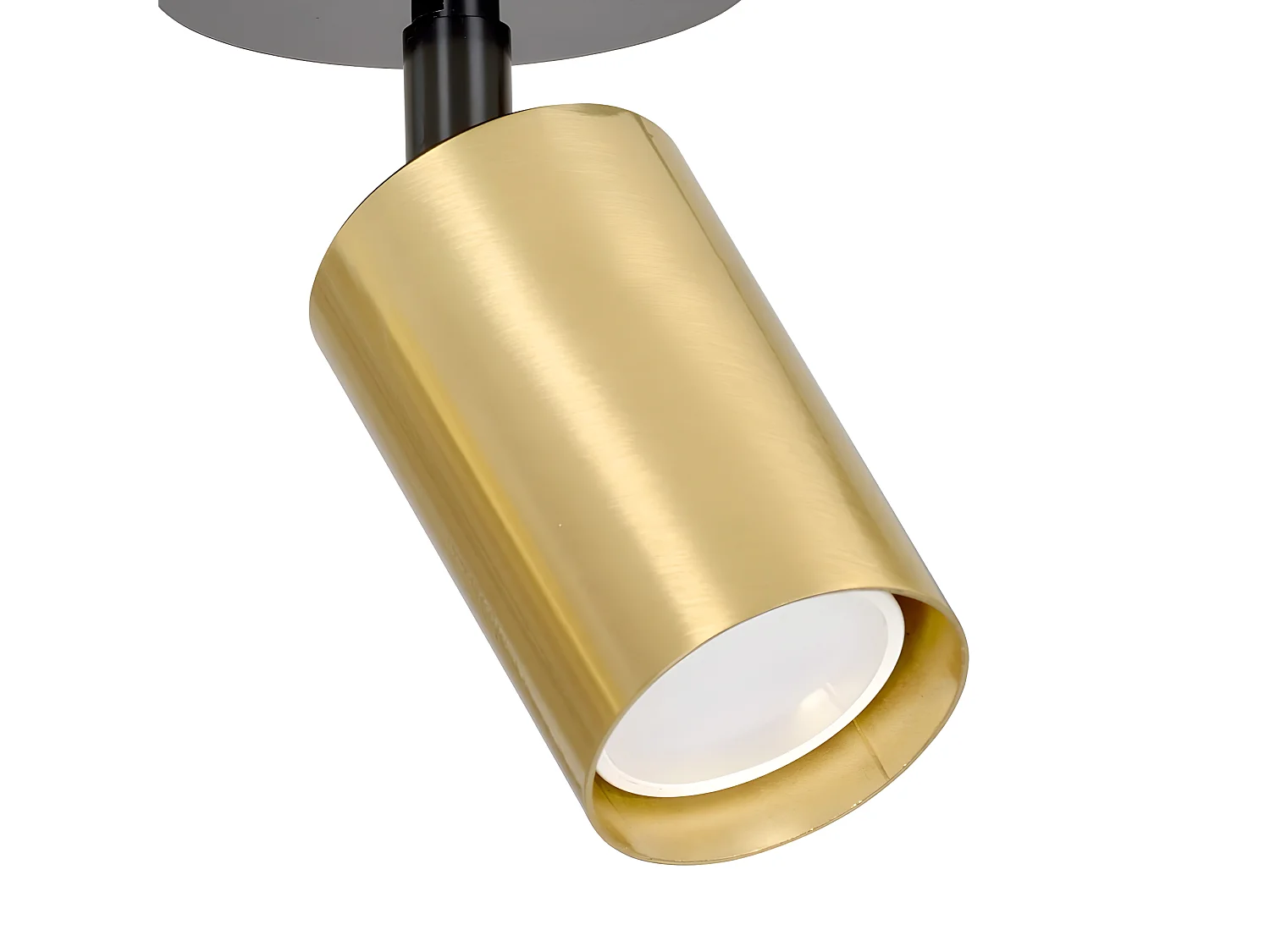 Plafonnier linéaire noire moderne Tao avec 3 spots dorés orientables 3xGU10