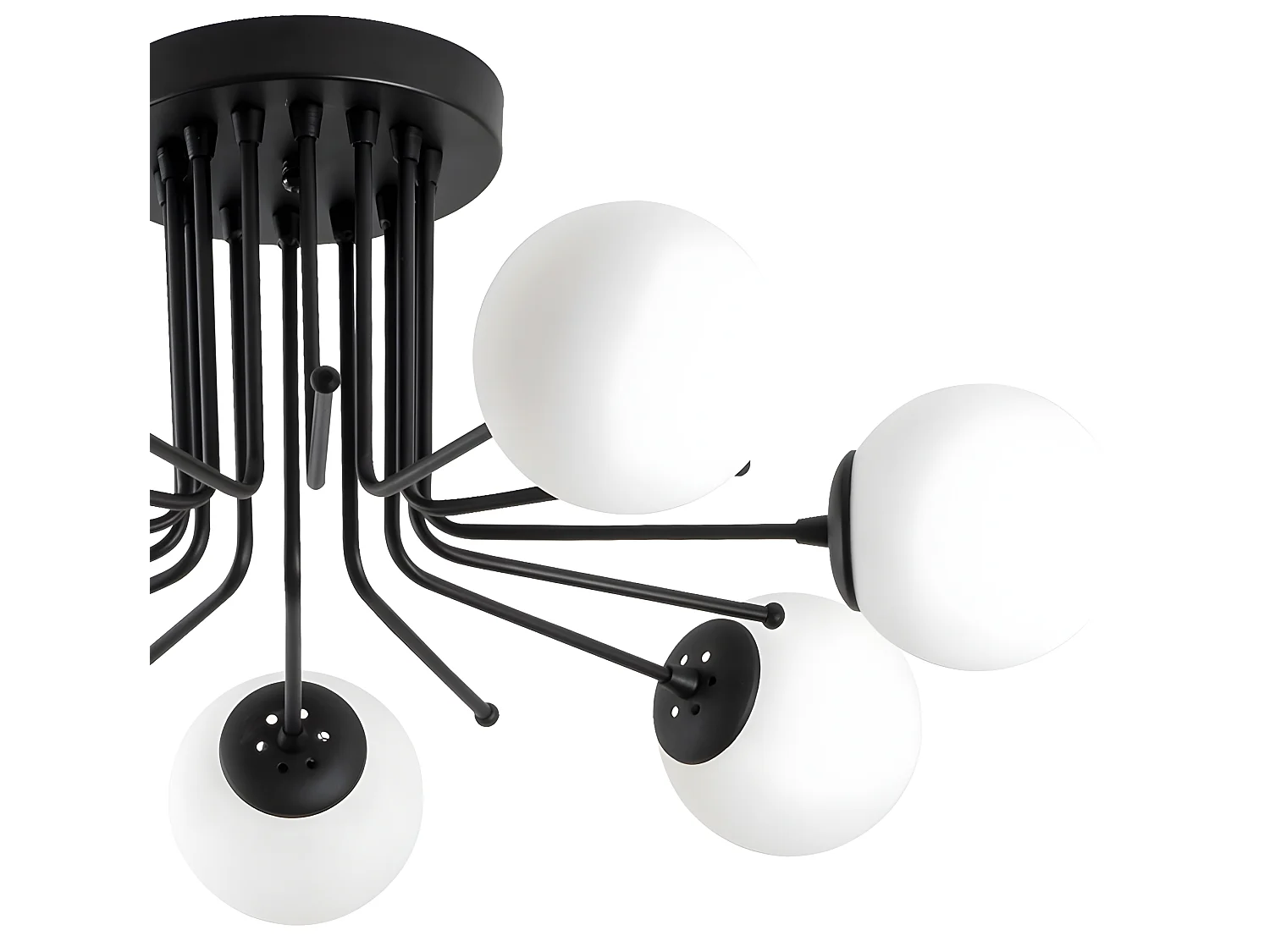 Candeeiro de teto Marga preto com 7 bolas de vidro branco 7xE27 ø90cm