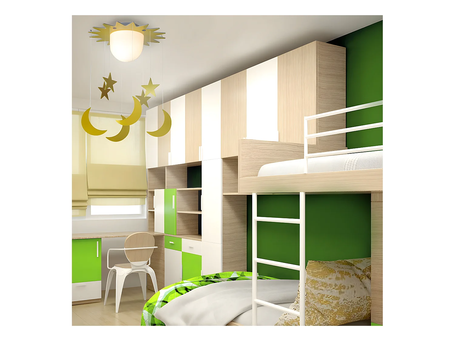 Plafonnier enfant Etoiles et Lunes Jaune Plastique Style Enfant 1xE27 ø38