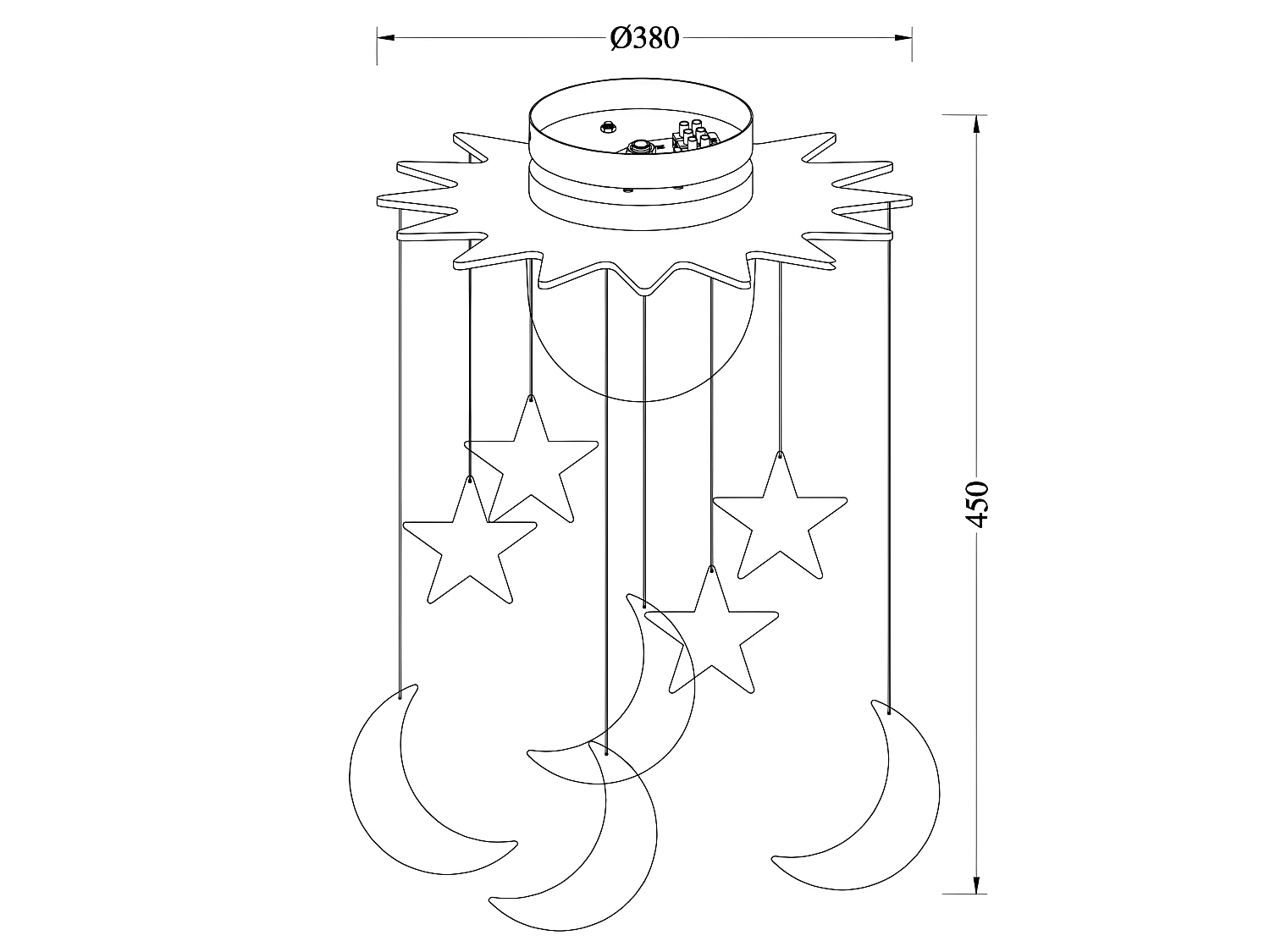Kinder-Plafondlamp Stars and Moons geel kunststof kinderstijl 1xE27 ø38