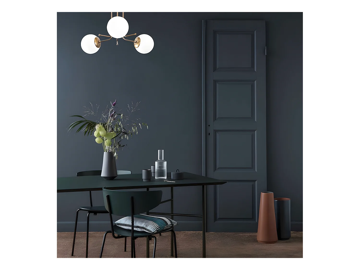 Plafón de techo Marga dorado antiguo con 3 esferas de cristal blanco 3xE27 ø48cm