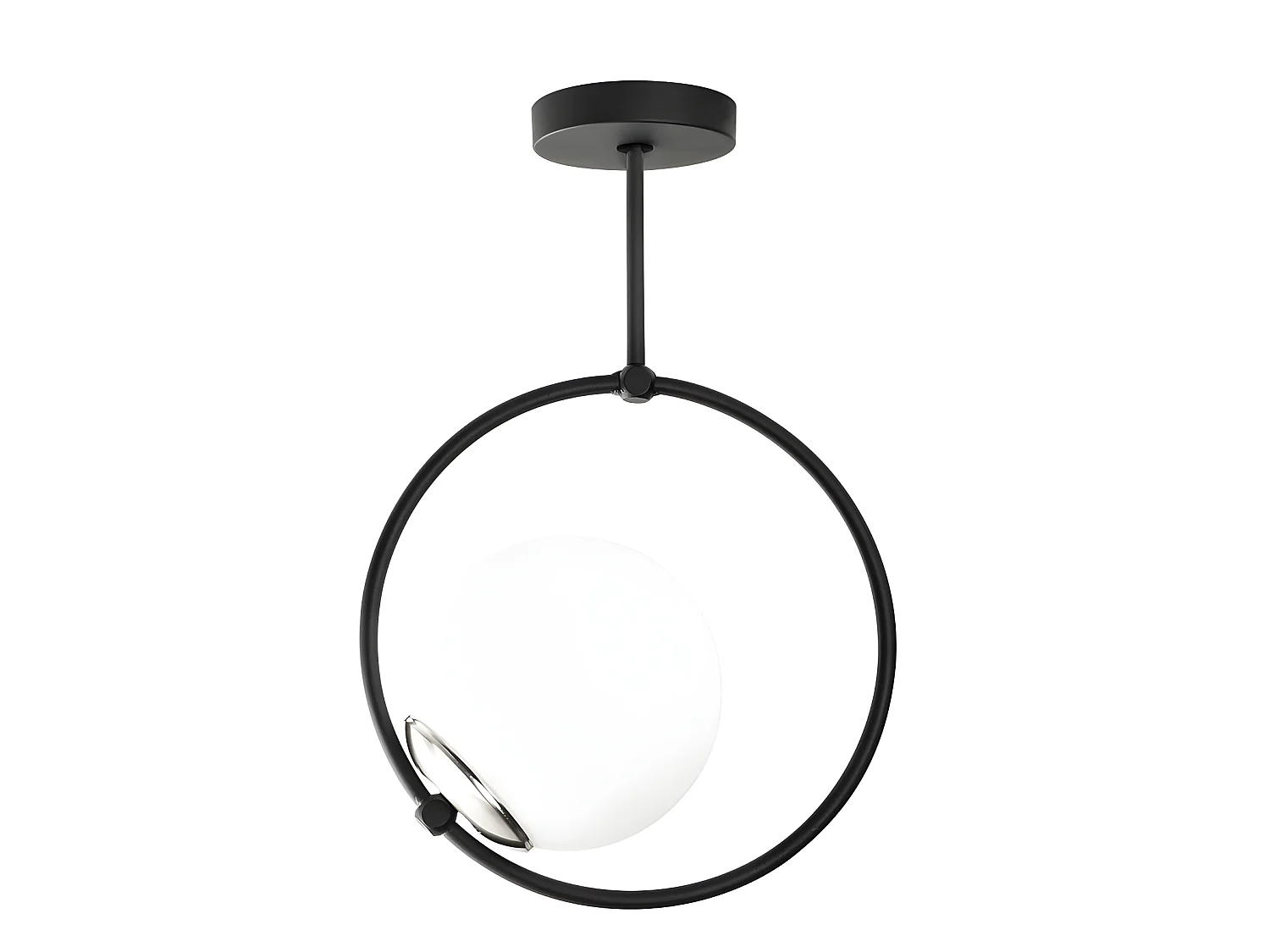Lâmpada de teto preta Escott com forma de anel e globo de vidro 1xE27
