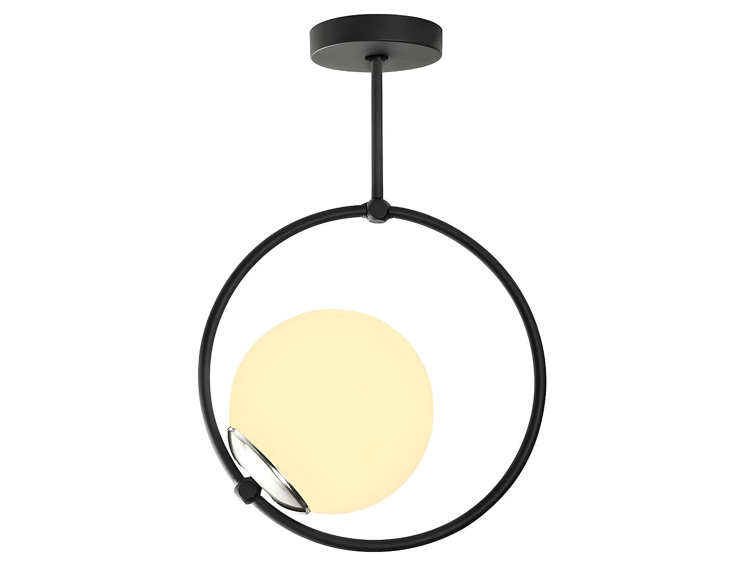 Lâmpada de teto preta Escott com forma de anel e globo de vidro 1xE27