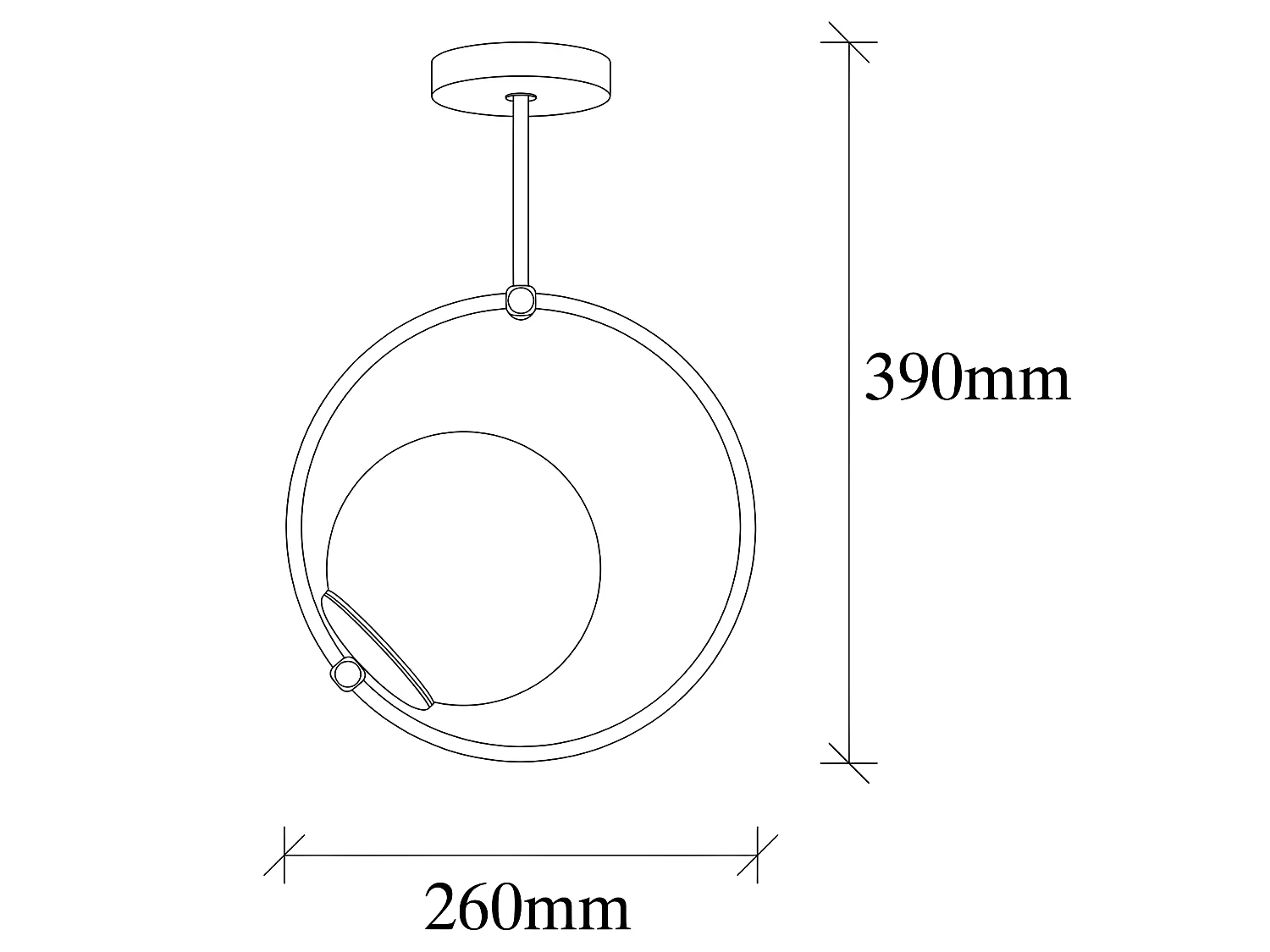 Lâmpada de teto preta Escott com forma de anel e globo de vidro 1xE27