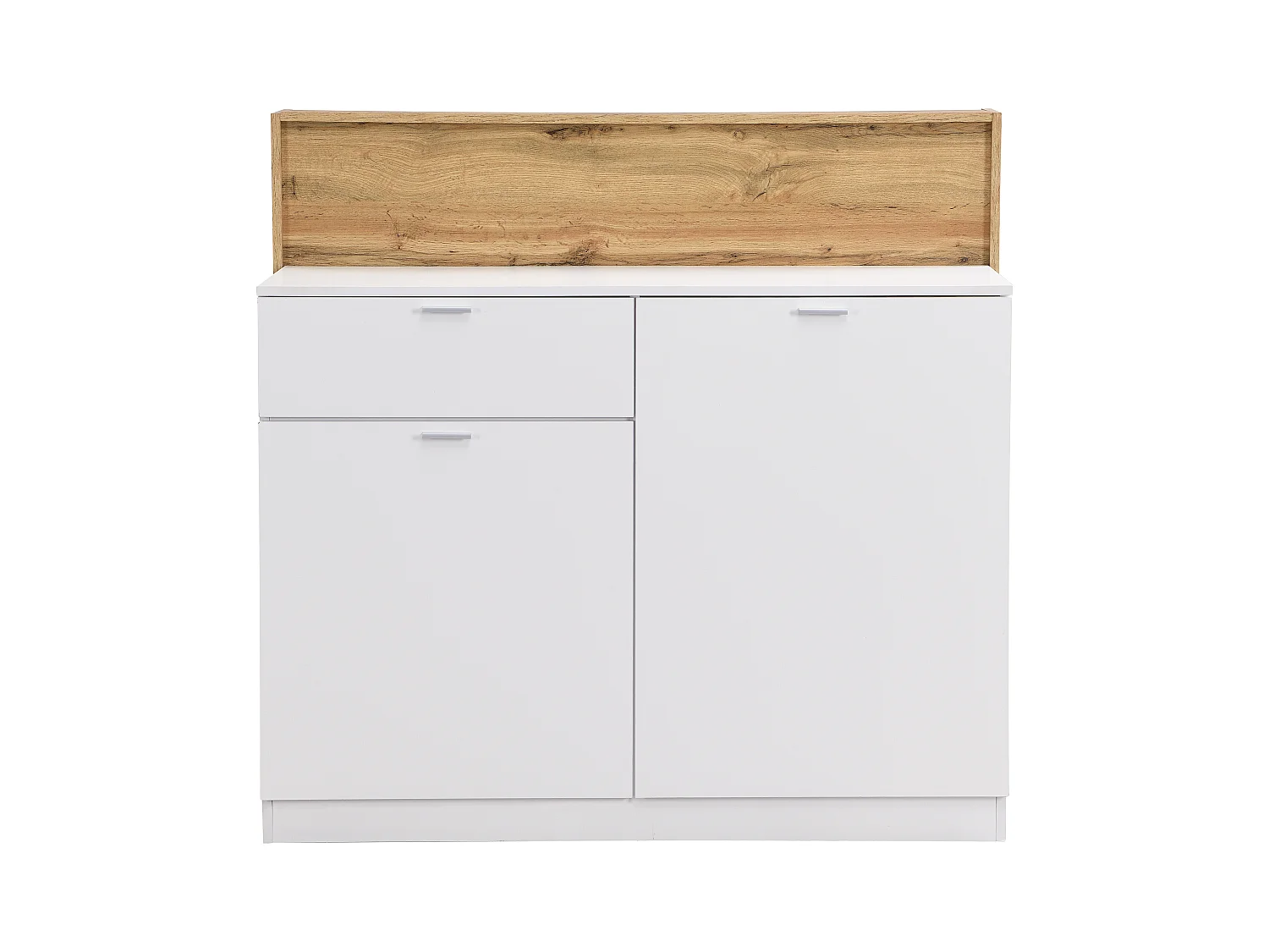 Barmöbel mit 2 Türen & 1 Schublade - MDF - Weiß & Holzfarben - LAMONIA