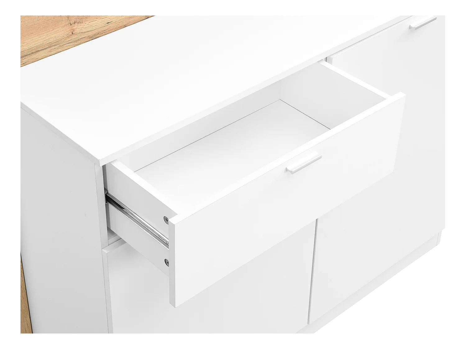 Barmöbel mit 2 Türen & 1 Schublade - MDF - Weiß & Holzfarben - LAMONIA