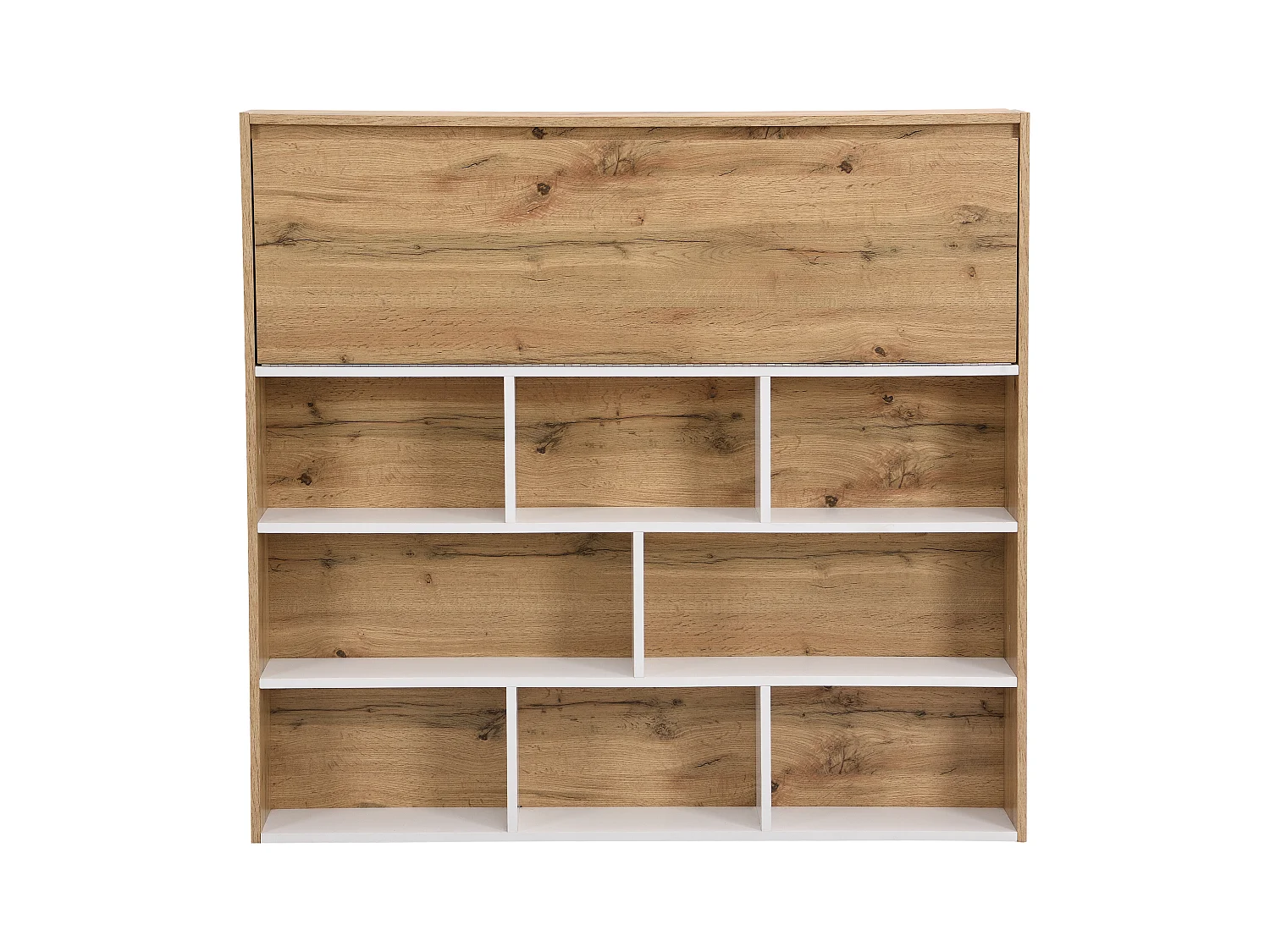 Barmöbel mit 2 Türen & 1 Schublade - MDF - Weiß & Holzfarben - LAMONIA