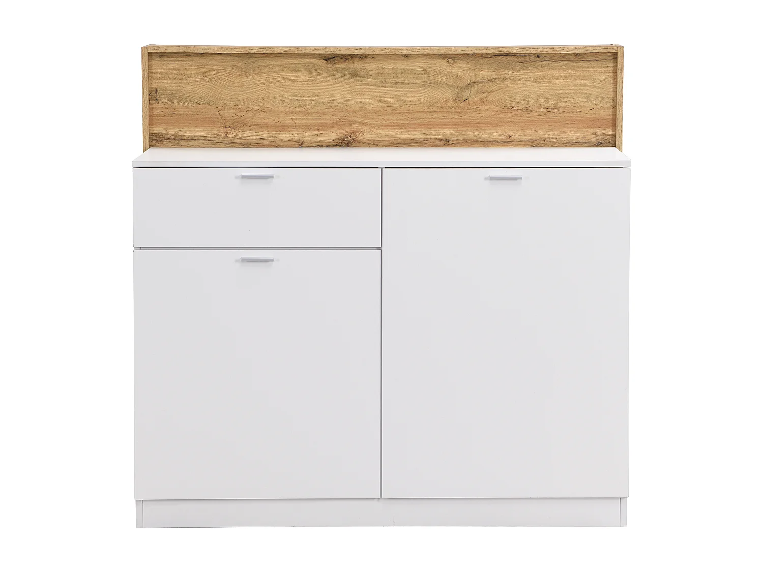 Meuble de bar avec 2 portes et 1 tiroir en MDF - Blanc et Naturel - LAMONIA