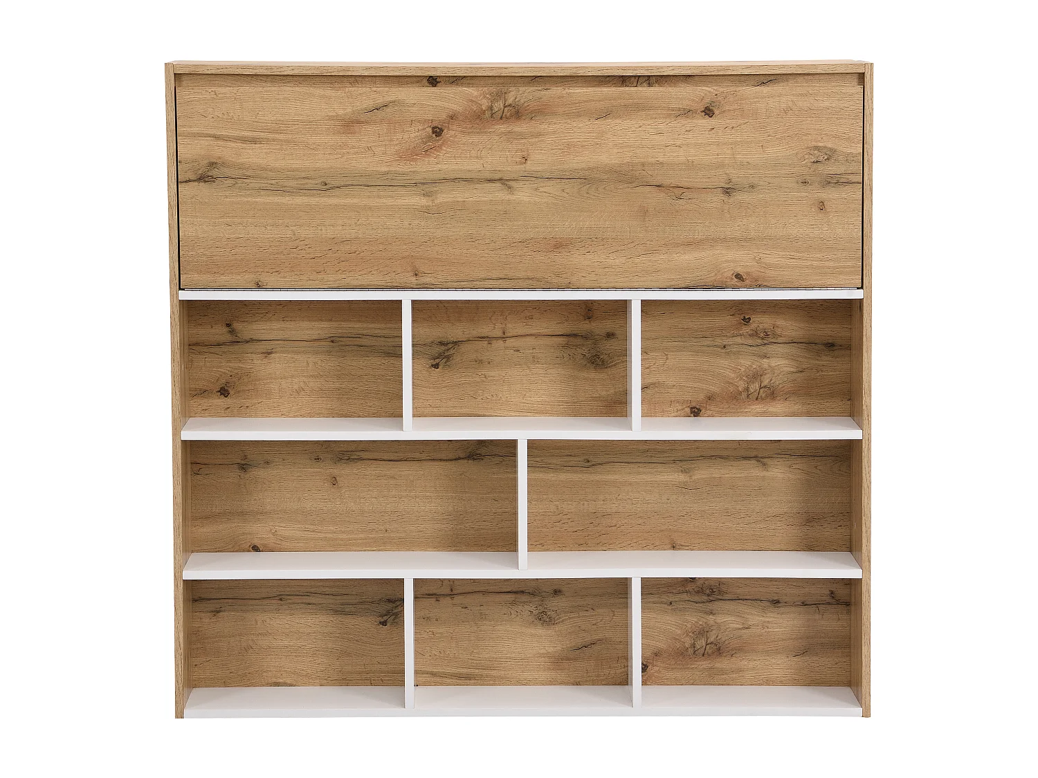 Meuble de bar avec 2 portes et 1 tiroir en MDF - Blanc et Naturel - LAMONIA