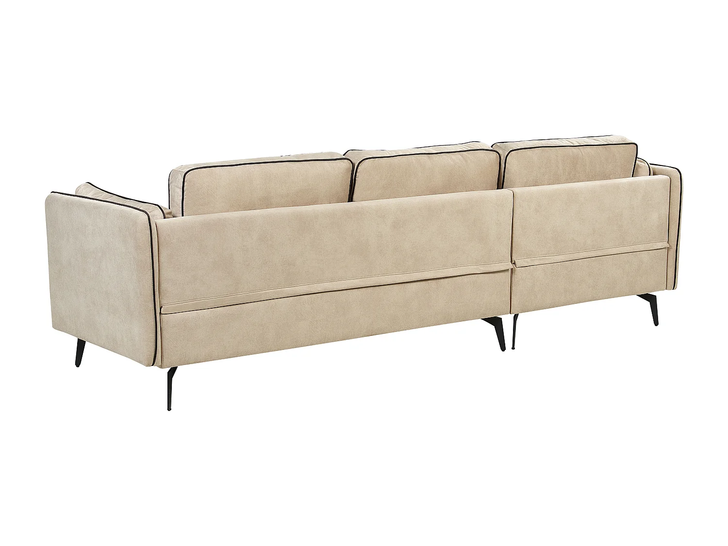 Canapé d'Angle en Velours Beige 3 Places Rembourré Pieds en Métal Altan