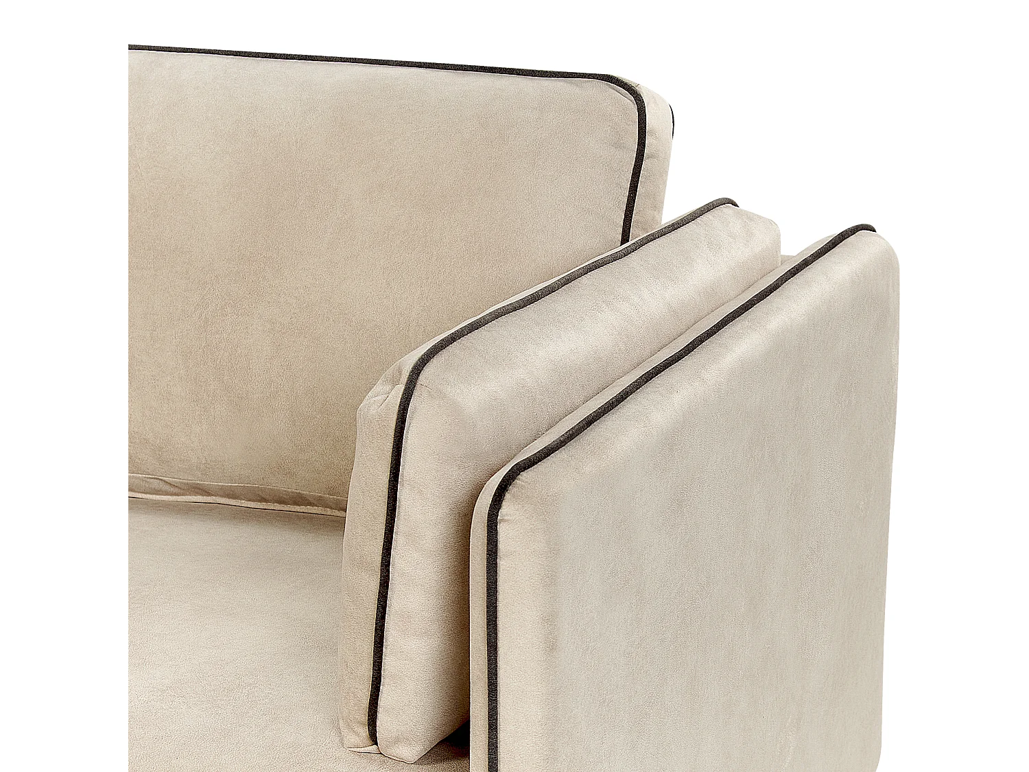 Ecksofa ALTAN Samtstoff Beige 3-Sitzer rechtsseitig