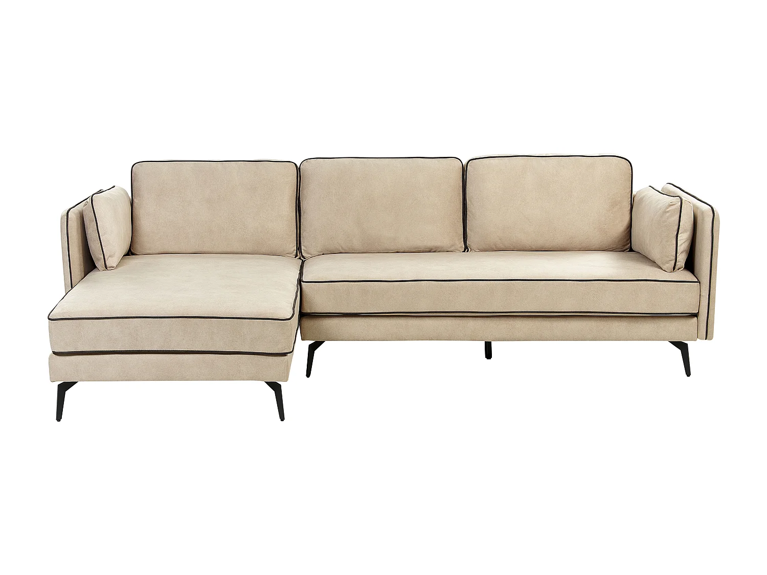 Canapé d'Angle en Velours Beige 3 Places Rembourré Pieds en Métal Altan