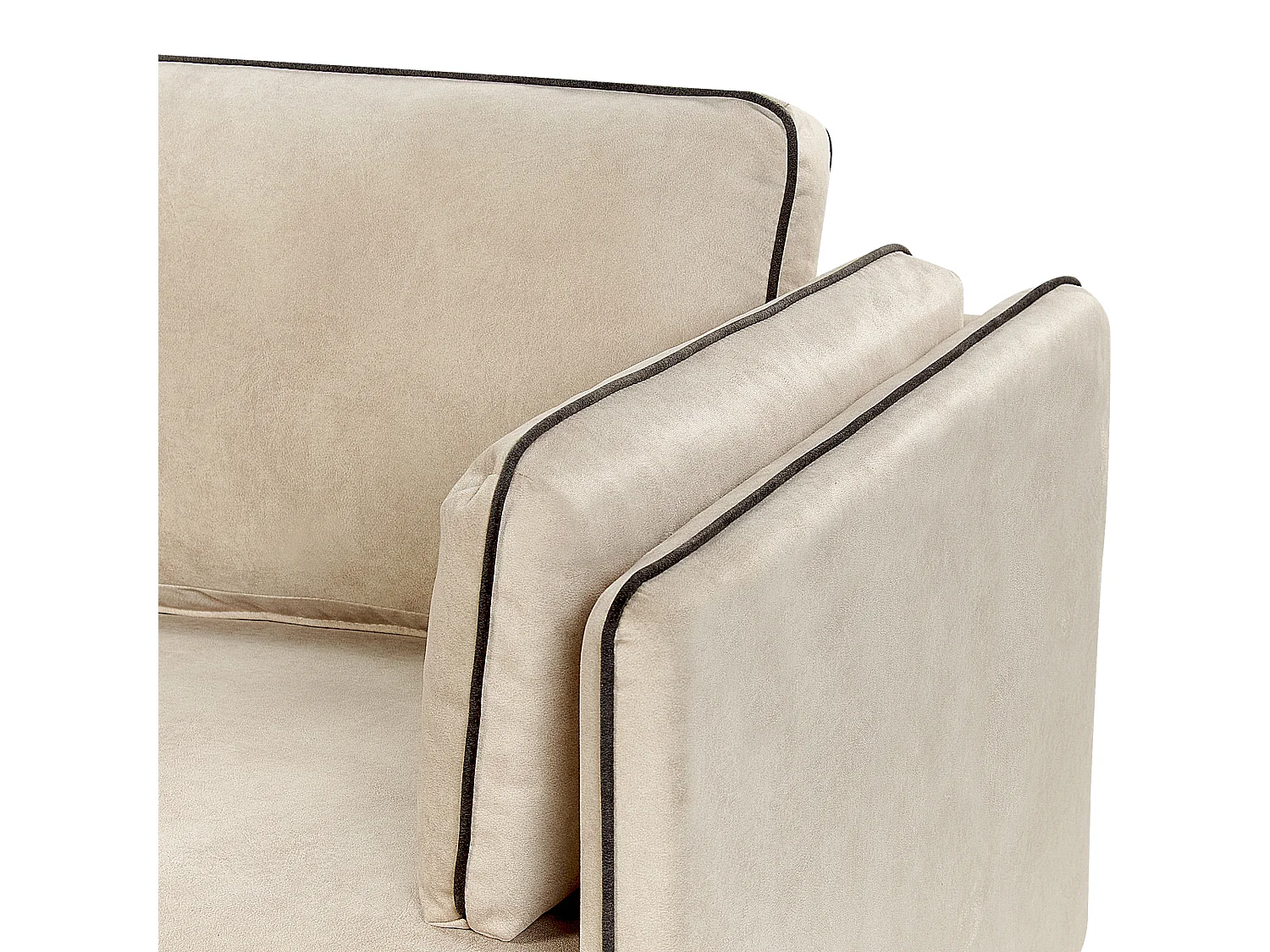 Canapé d'Angle en Velours Beige 3 Places Rembourré Pieds en Métal Altan