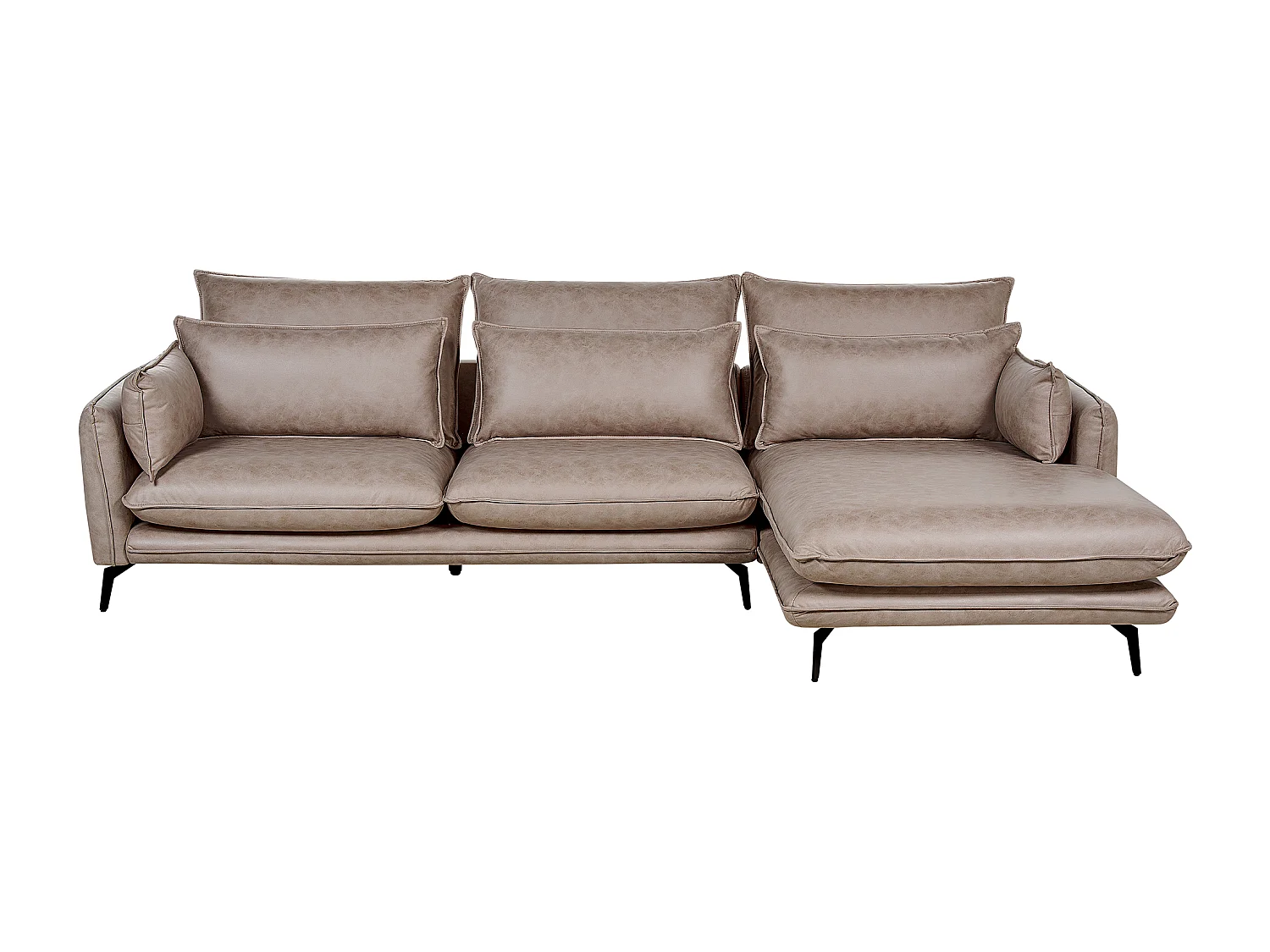 Ecksofa GALLO Kunstwildleder Hellbraun 3-Sitzer linksseitig