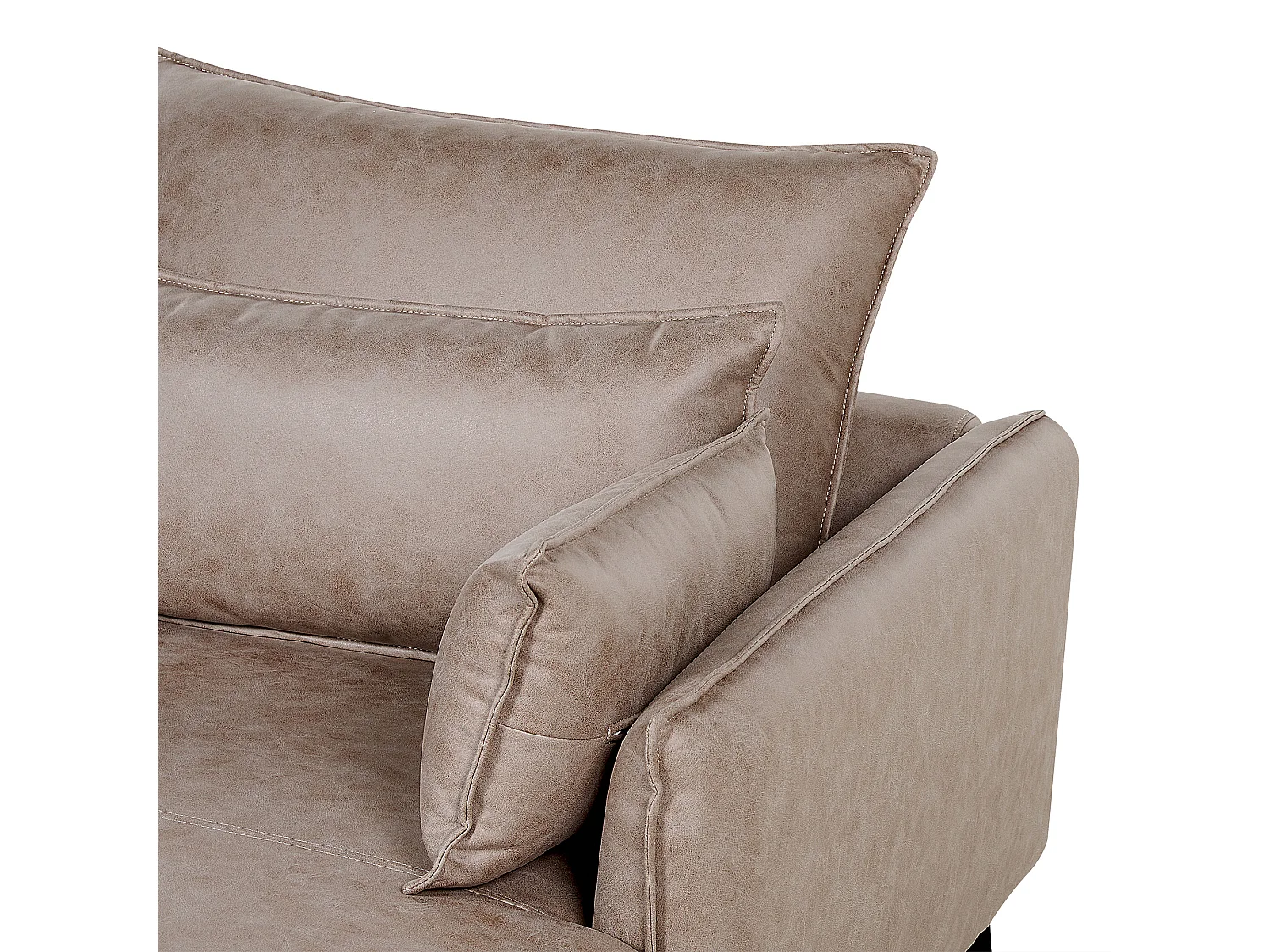 Ecksofa GALLO Kunstwildleder Hellbraun 3-Sitzer linksseitig