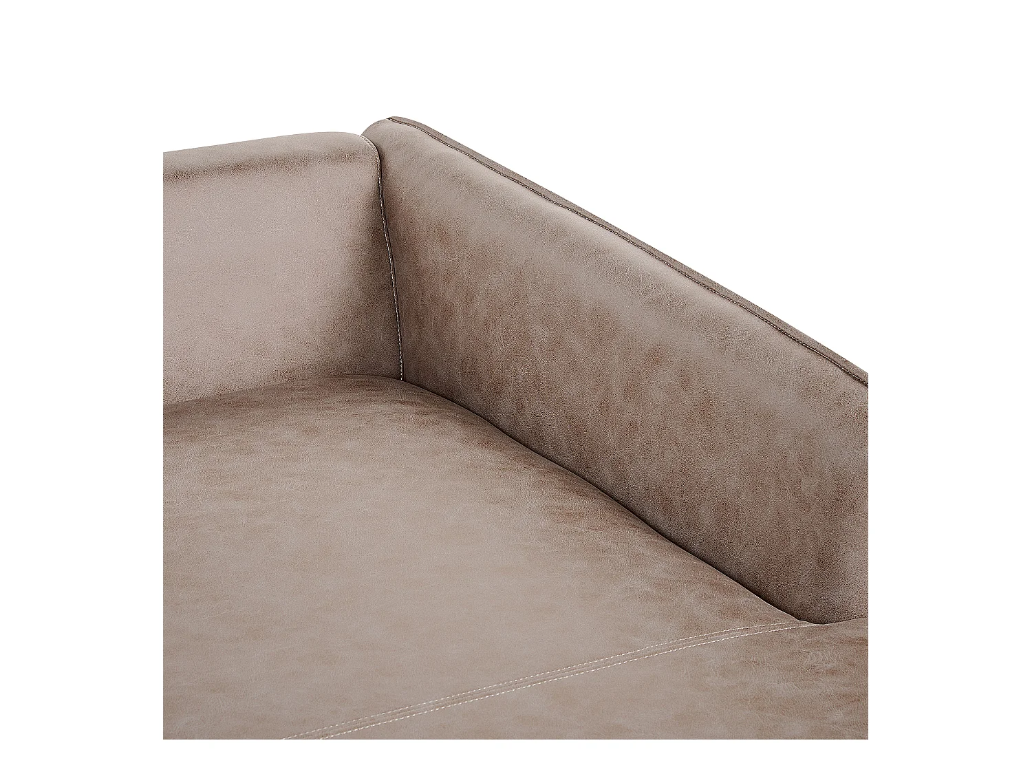 Canapé d'Angle Côté droite en Cuir PU Marron Clair 3 Places Rembourré Pieds Métal Gallo