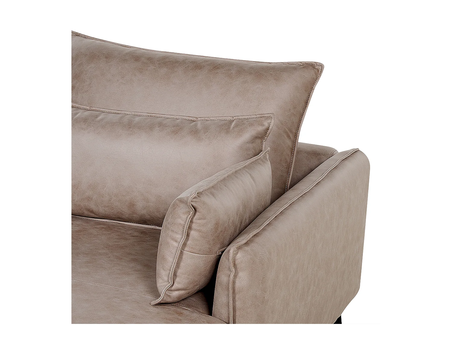 Canapé d'Angle Côté droite en Cuir PU Marron Clair 3 Places Rembourré Pieds Métal Gallo