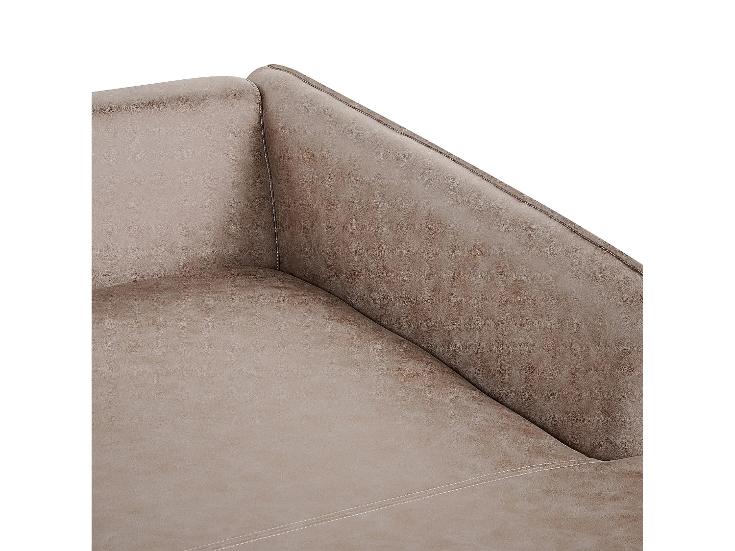 Canapé d'Angle Côté Gauche en Cuir PU Marron Clair 3 Places Rembourré Pieds Métal Gallo