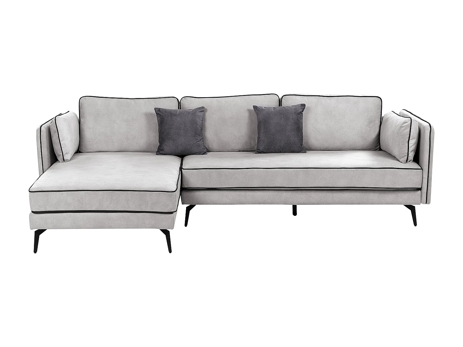 Ecksofa ALTAN Samtstoff Hellgrau 3-Sitzer rechtsseitig