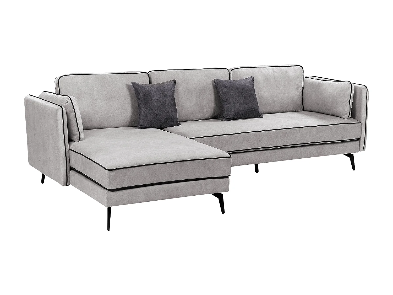 Ecksofa ALTAN Samtstoff Hellgrau 3-Sitzer rechtsseitig