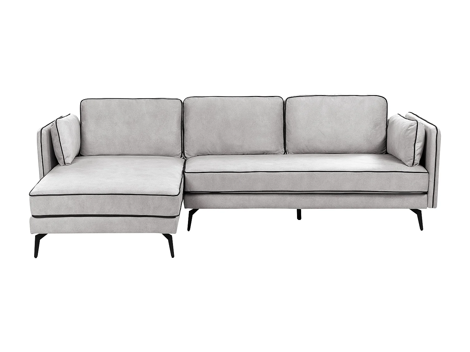 Ecksofa ALTAN Samtstoff Hellgrau 3-Sitzer rechtsseitig