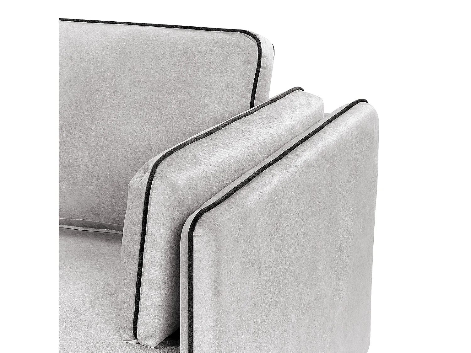 Canapé d'Angle  en Velours Gris Clair 3 Places Rembourré Pieds Métal Altan