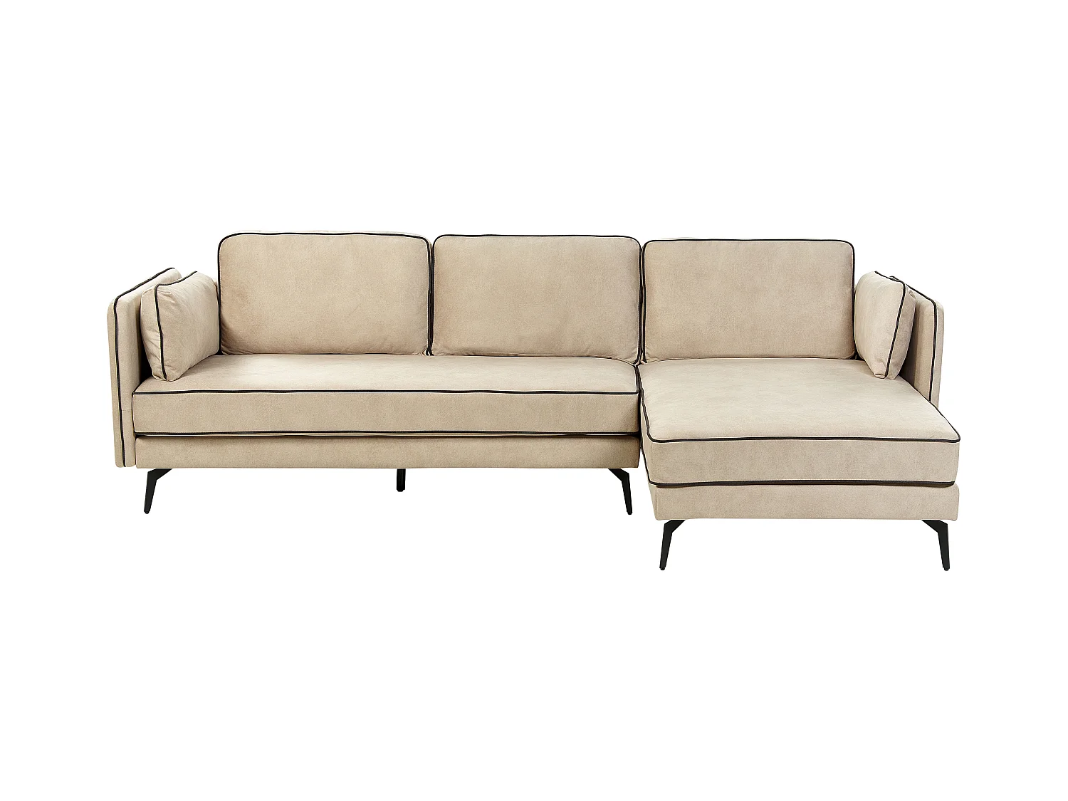 Ecksofa ALTAN Samtstoff Beige 3-Sitzer linksseitig