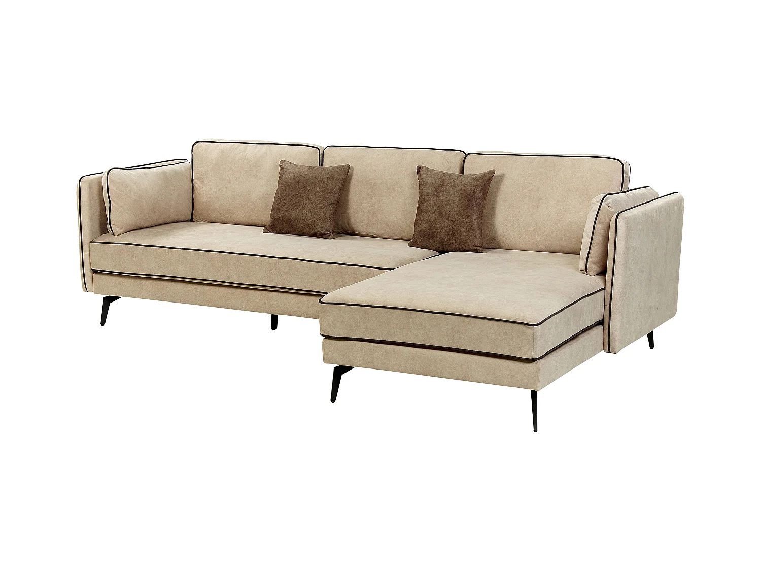 Ecksofa ALTAN Samtstoff Beige 3-Sitzer linksseitig