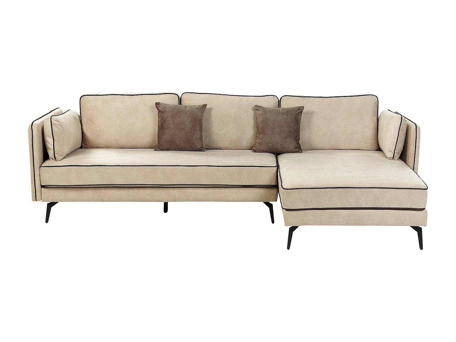 Ecksofa ALTAN Samtstoff Beige 3-Sitzer linksseitig