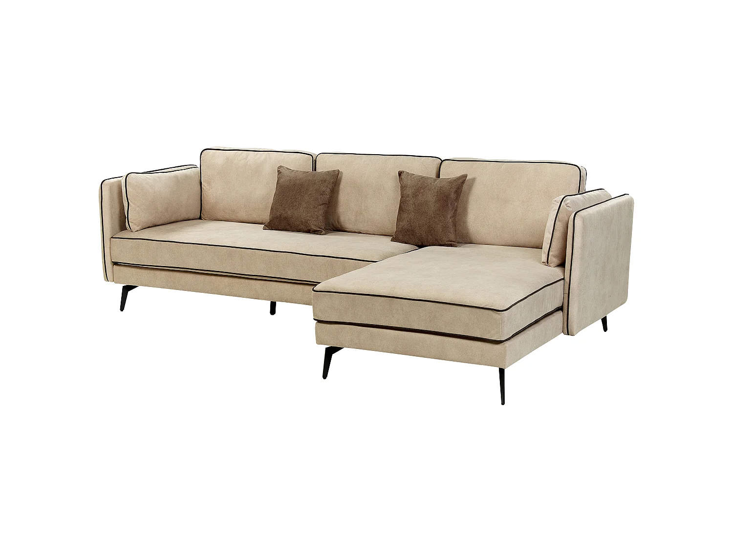 Sofá esquinero ALTAN Terciopelo Beige 3 plazas Izquierda
