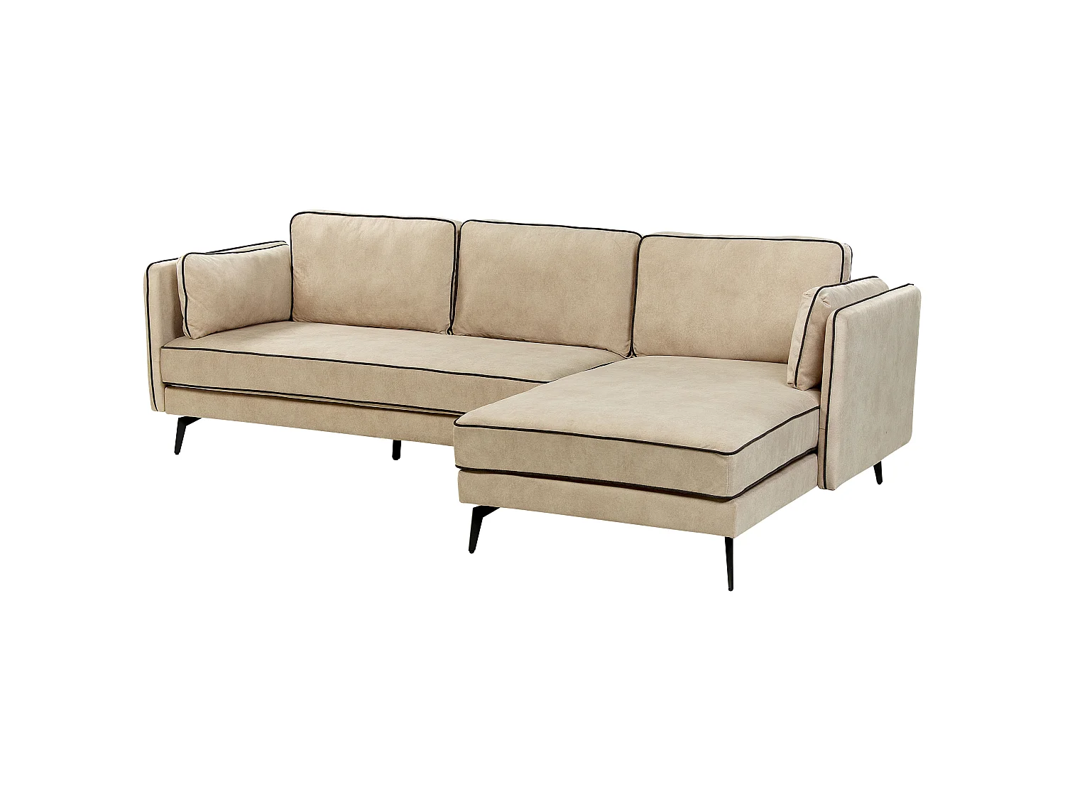 Sofá esquinero ALTAN Terciopelo Beige 3 plazas Izquierda