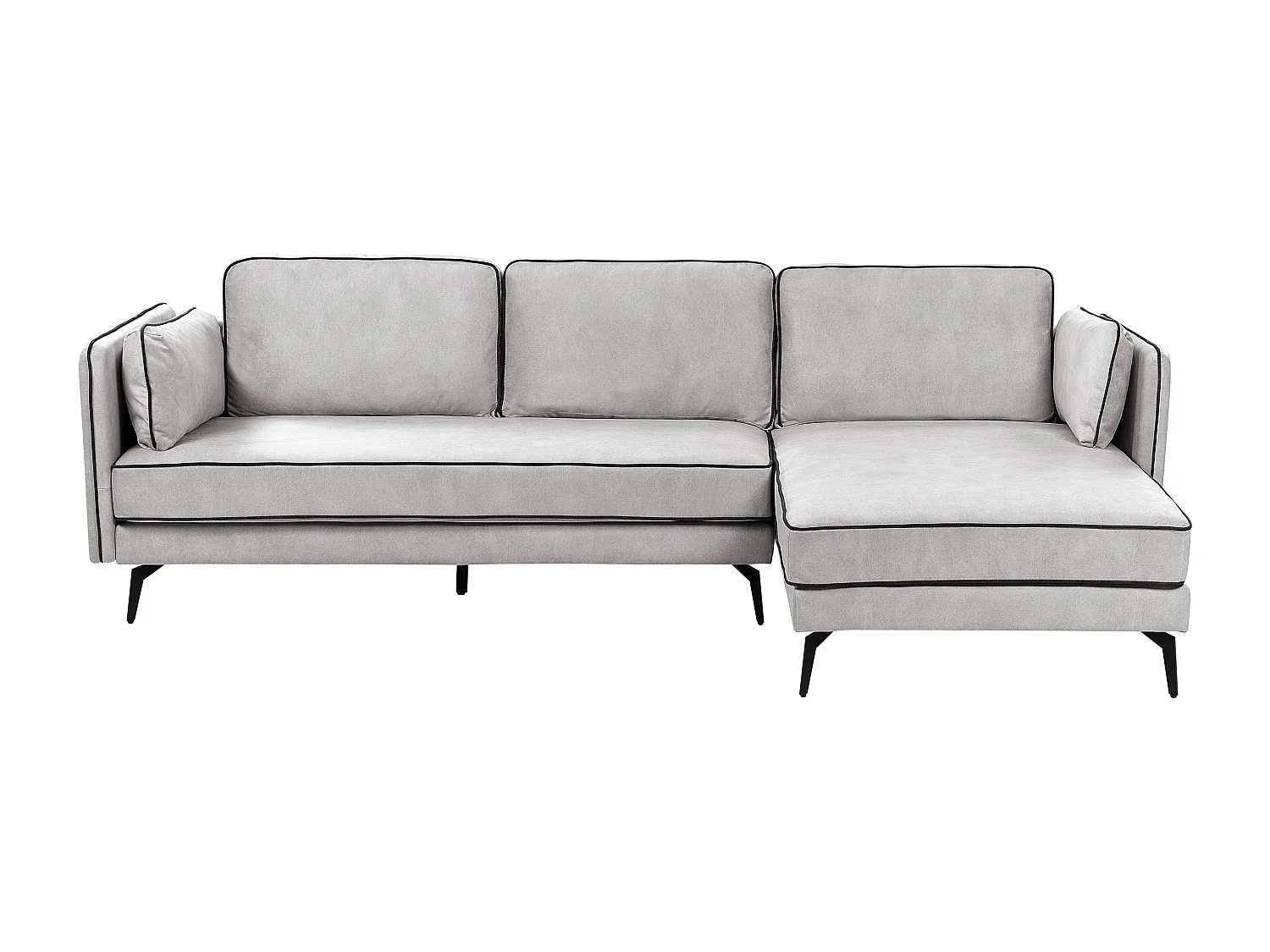 Ecksofa ALTAN Samtstoff Hellgrau 3-Sitzer linksseitig