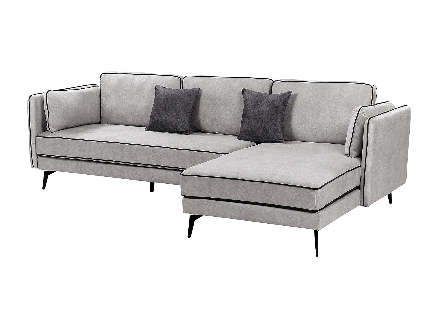 Ecksofa ALTAN Samtstoff Hellgrau 3-Sitzer linksseitig