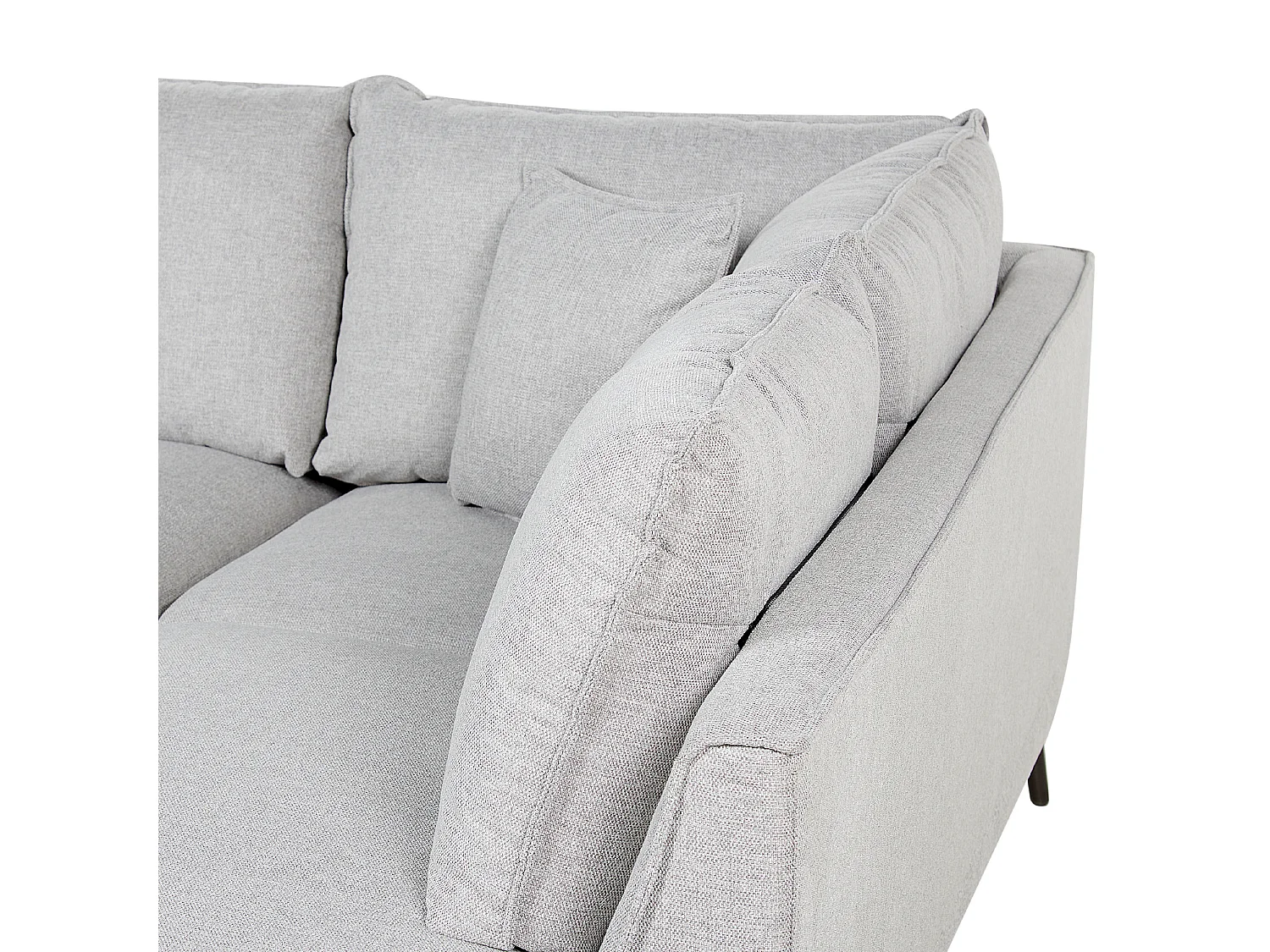 Canapé d'Angle Côté droite en Lin Gris Clair 3 Places Rembourré Pieds Métal Elga