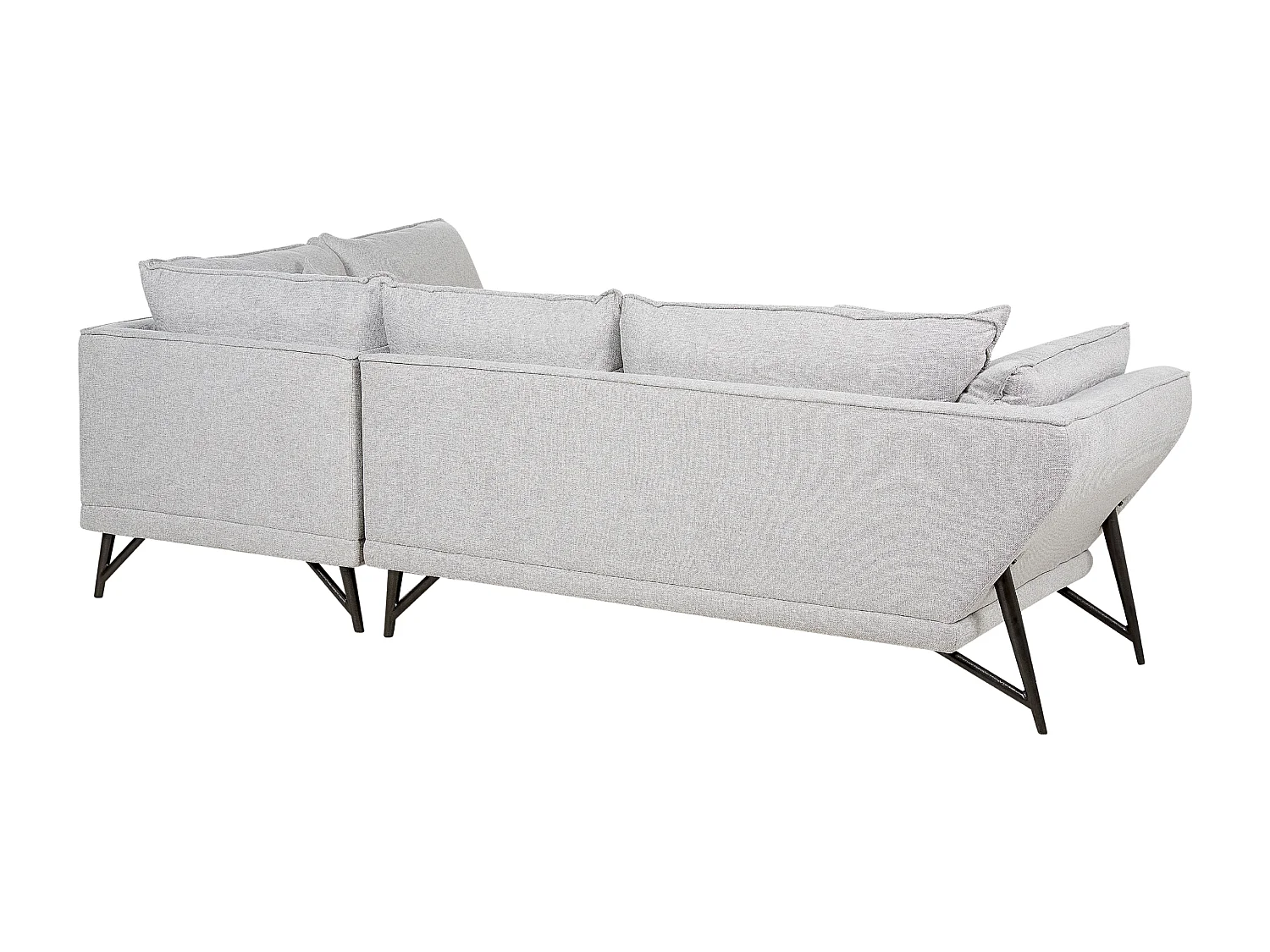 Canapé d\'Angle Côté droite en Lin Gris Clair 3 Places Rembourré Pieds Métal Elga