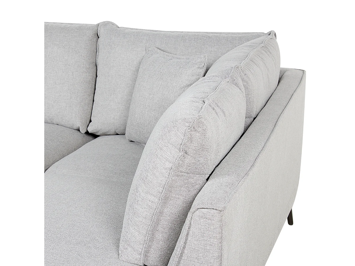 Canapé d\'Angle Côté droite en Lin Gris Clair 3 Places Rembourré Pieds Métal Elga