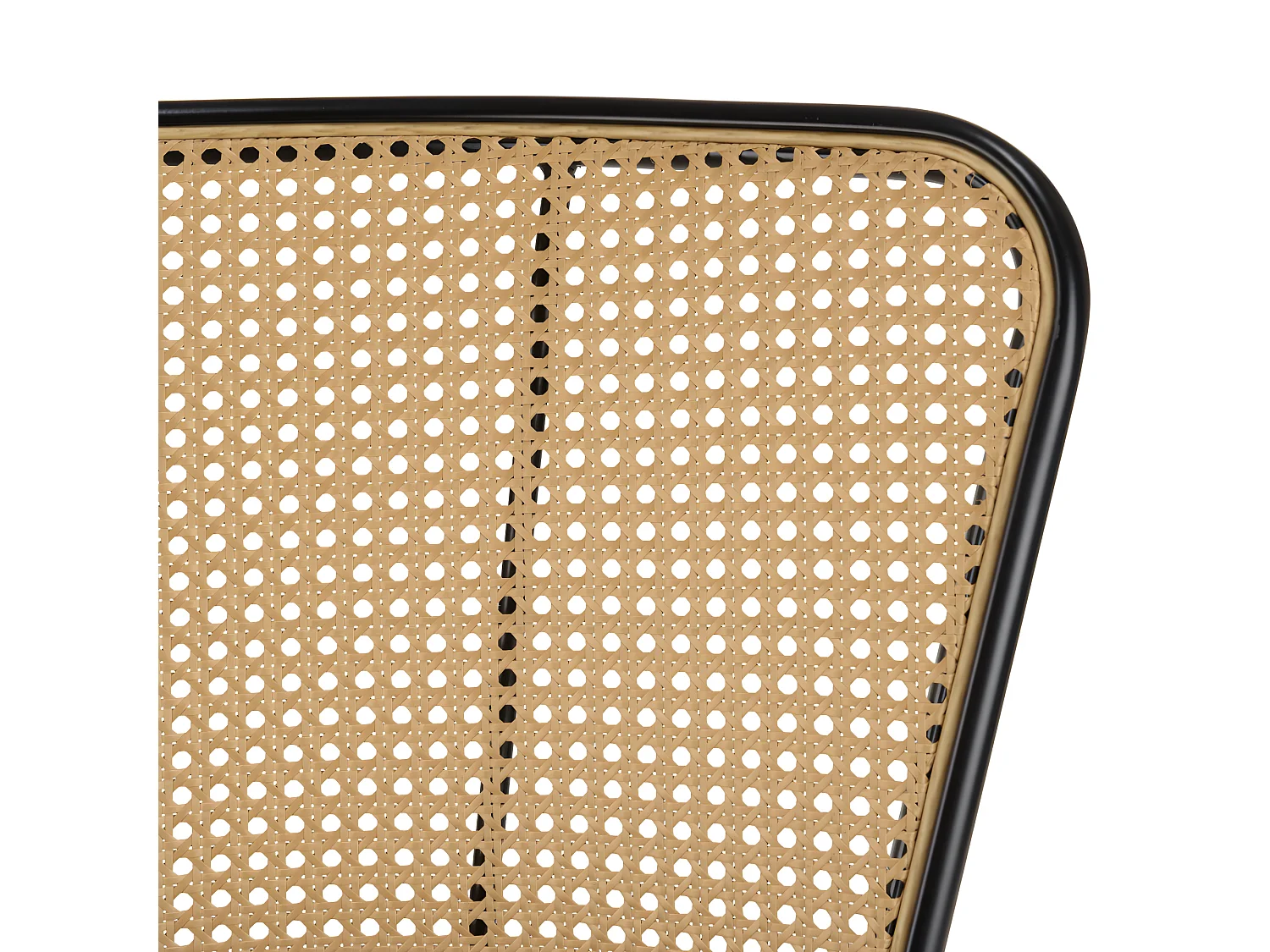 LEA - Lot de 2 chaises assise tissu noir large dossier effet cannage