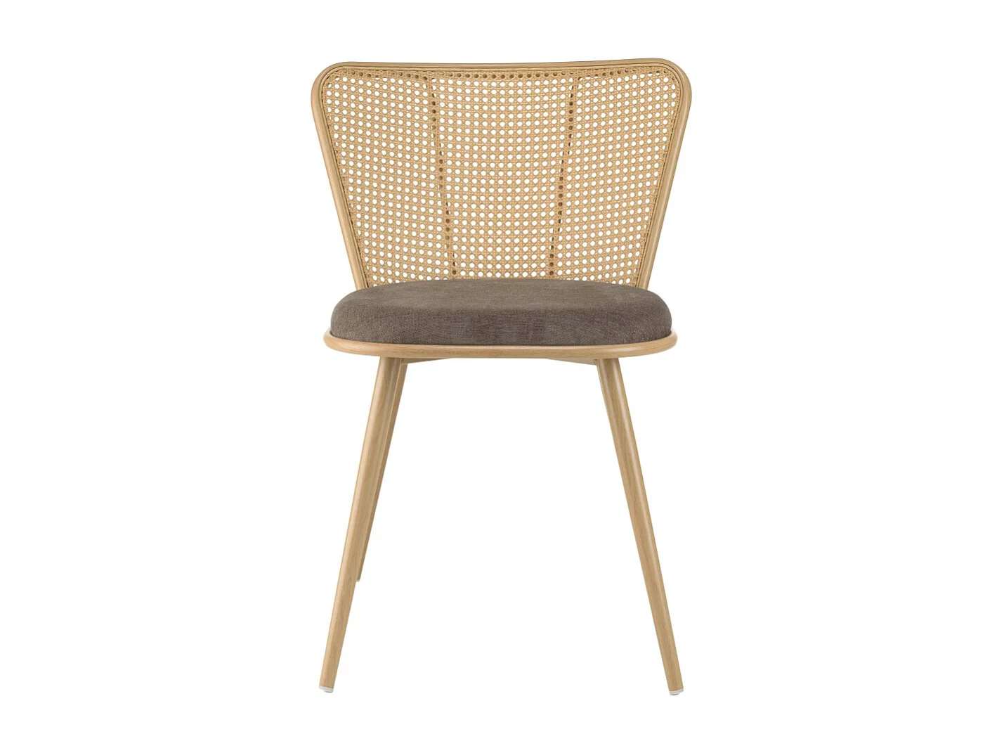 LEA - Lot de 2 chaises assise tissu taupe large dossier effet cannage